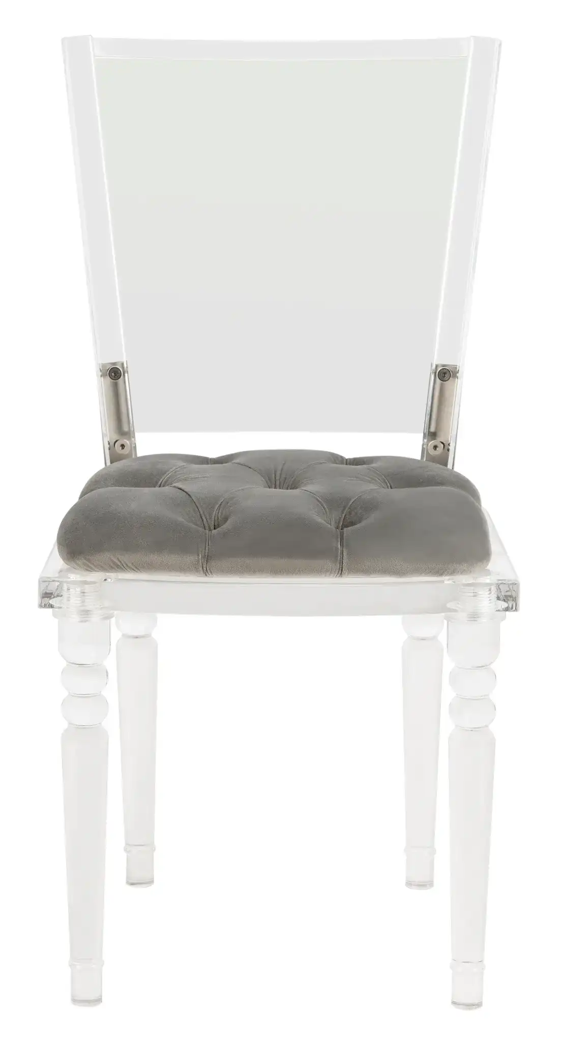 Ella Acrylic Dining Chair in Clear / Gray, detail view