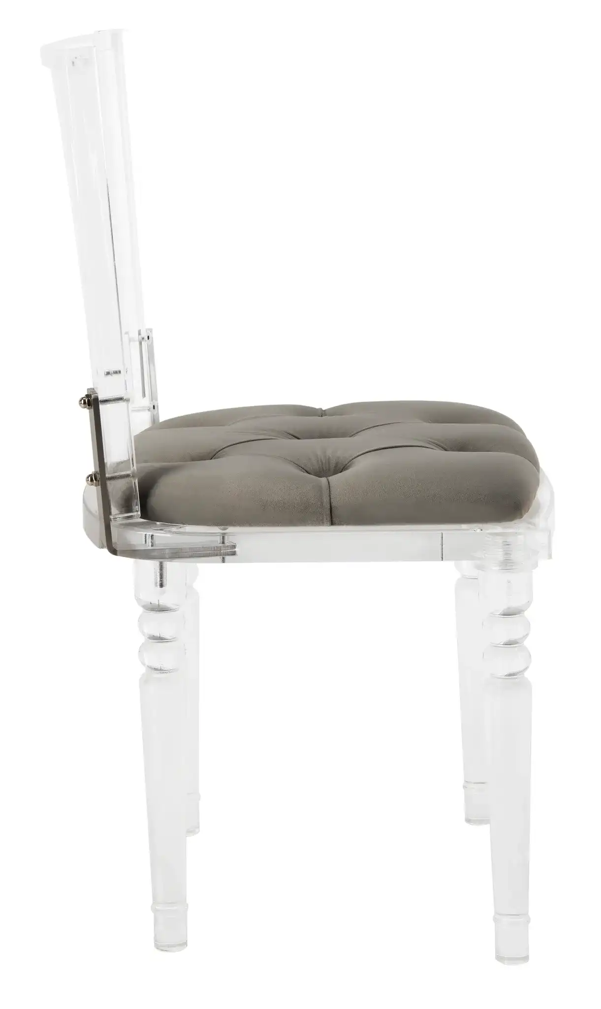 Ella Acrylic Dining Chair in Clear / Gray, detail view