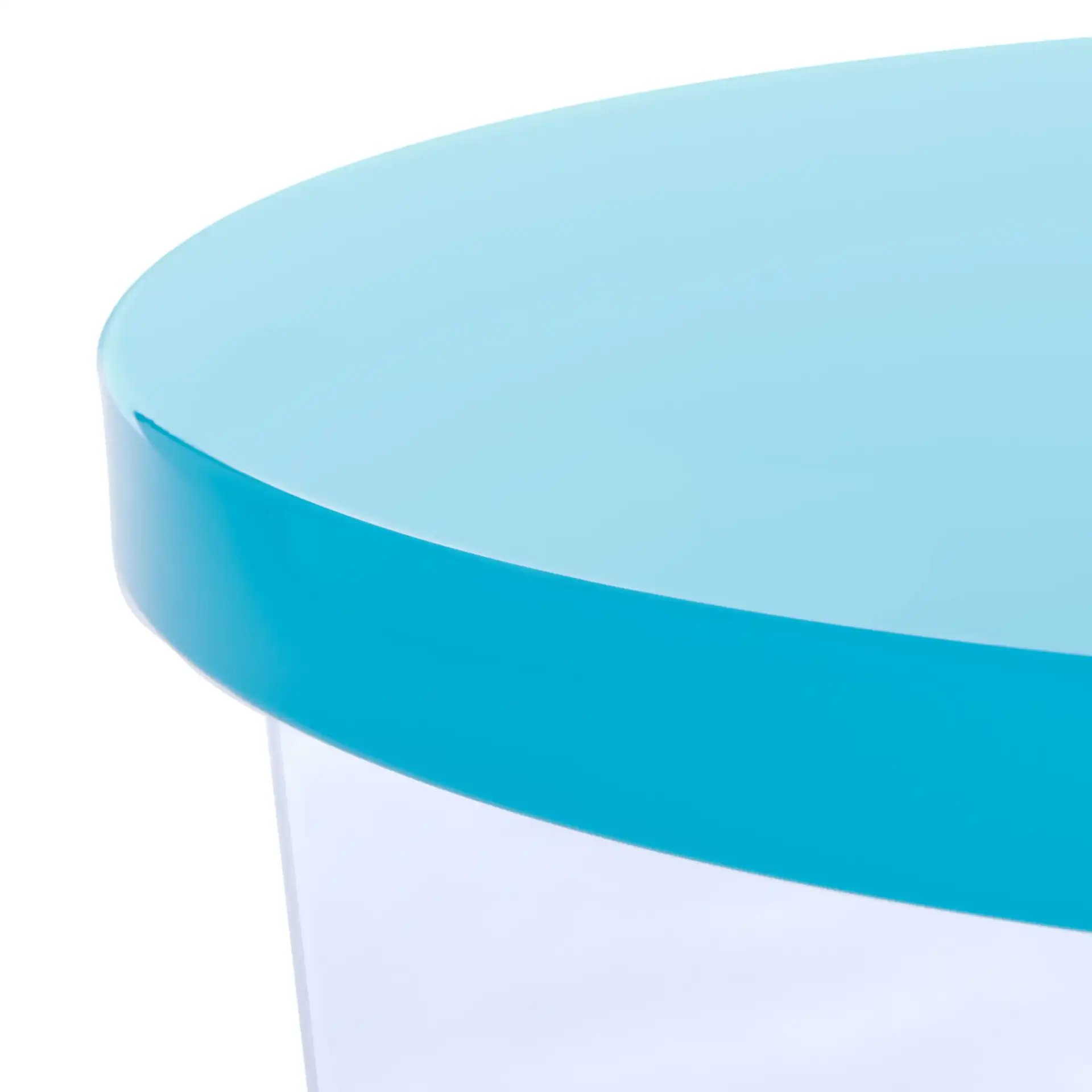 Edwards Acrylic Accent Table in Turquoise in a styled room