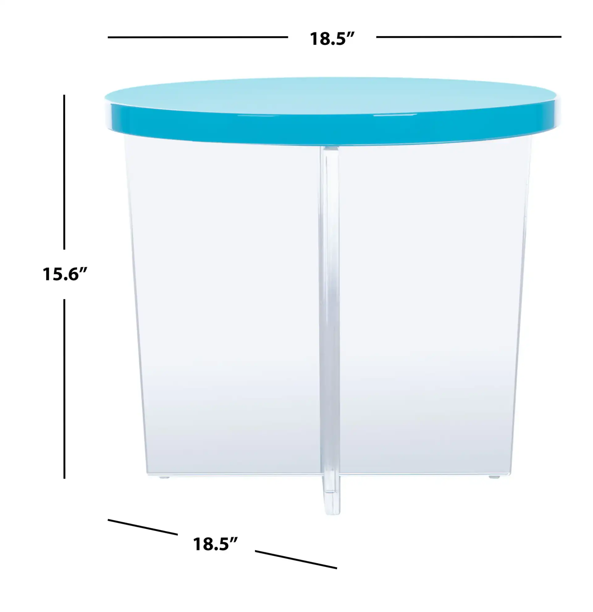 Edwards Acrylic Accent Table in Turquoise, detail view