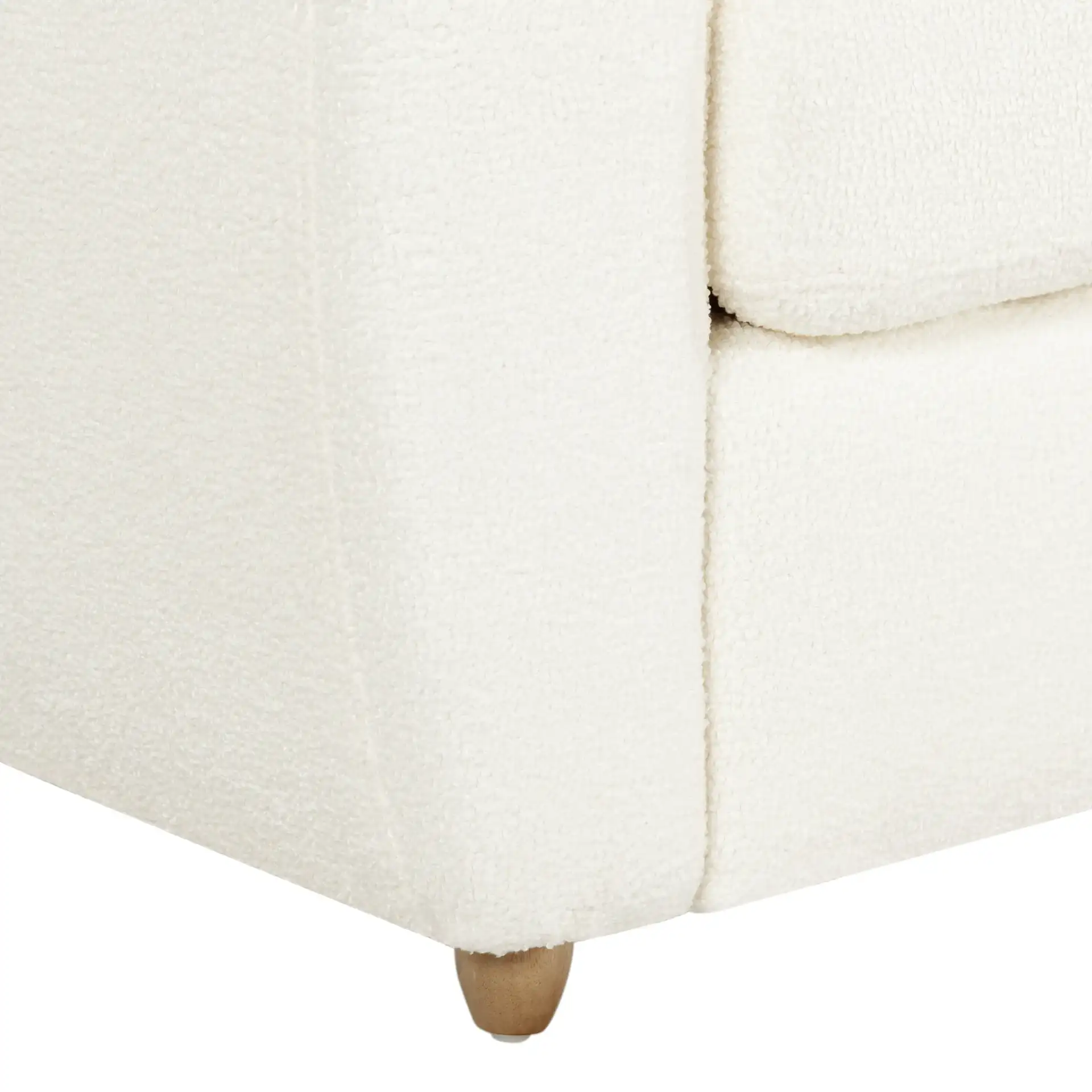 Flannigan Teddy Sofa in White / Natural, detail view
