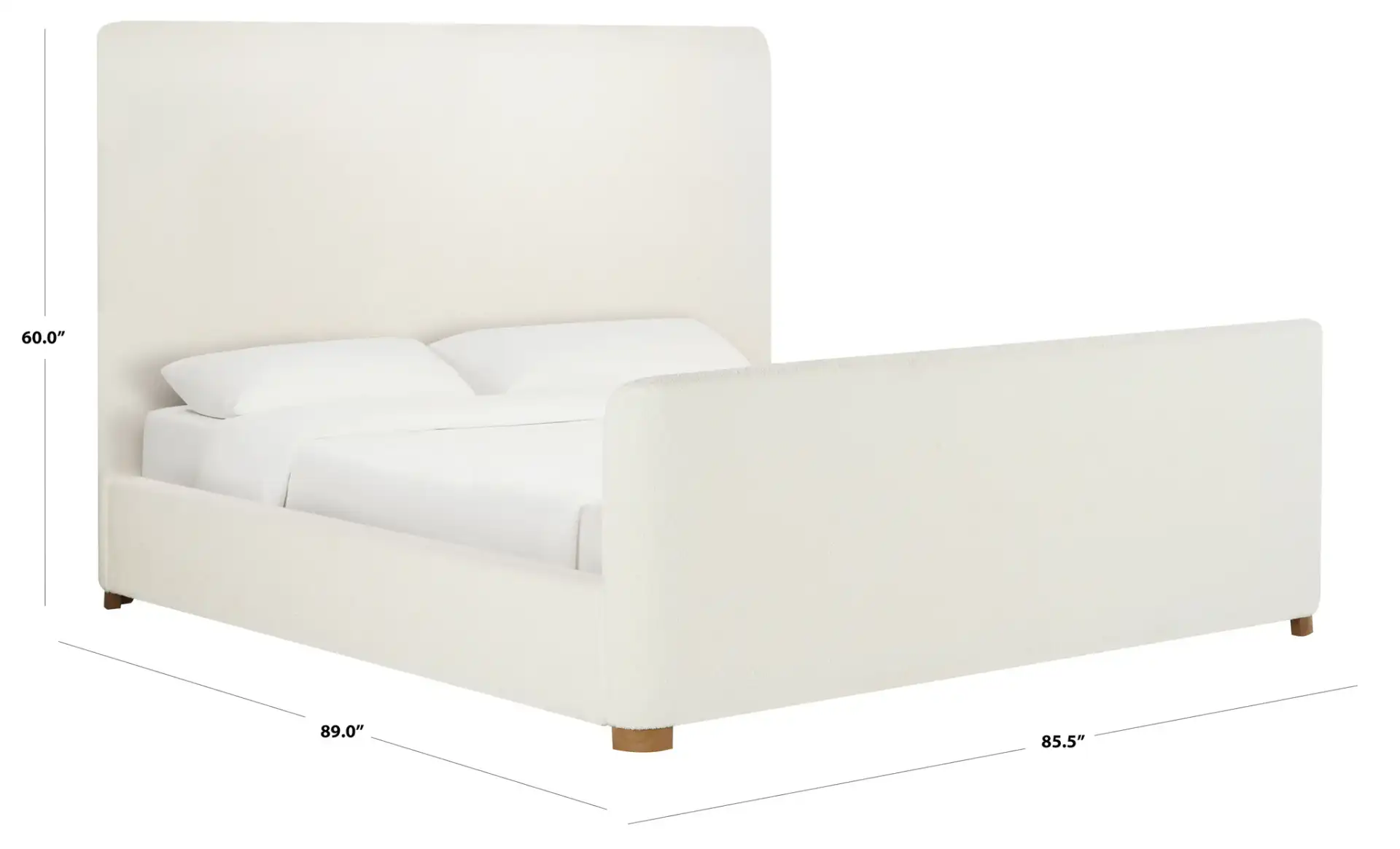 Emani Teddy King Sleigh Bed in White / Natural, detail view