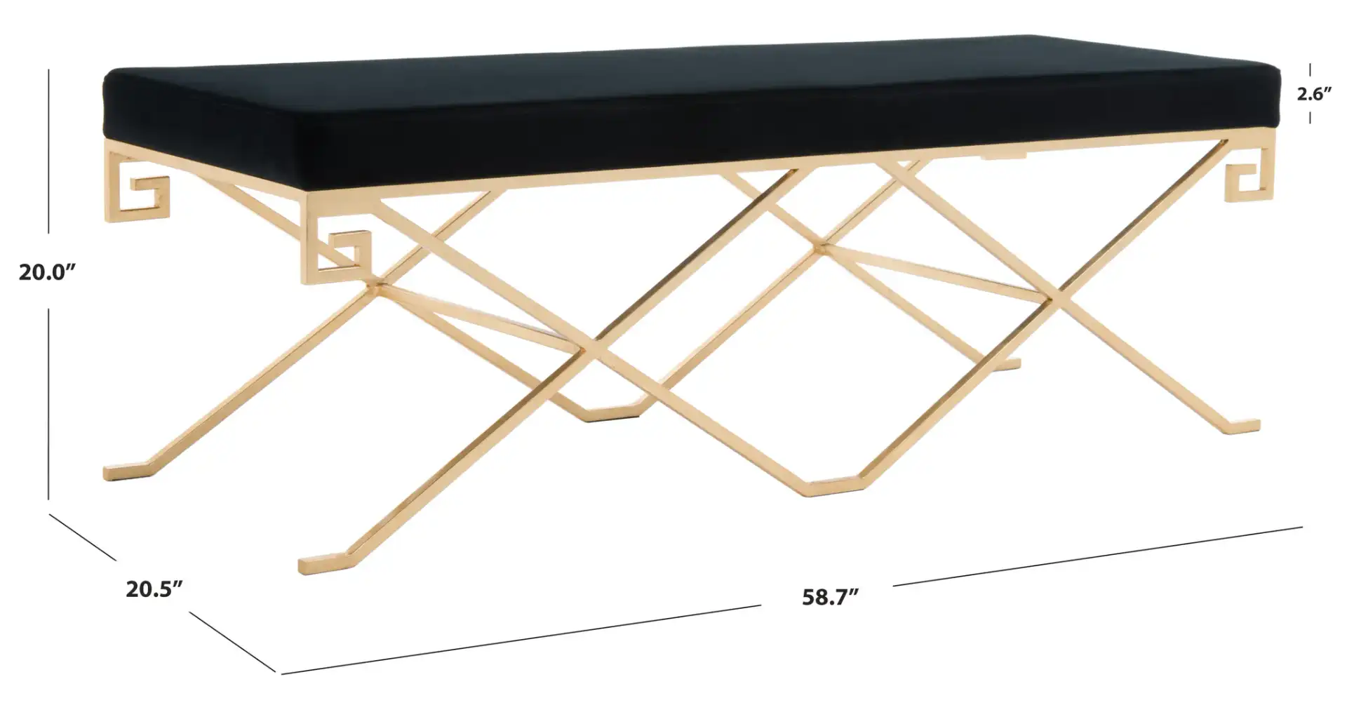Talita Bench in Black, detail view