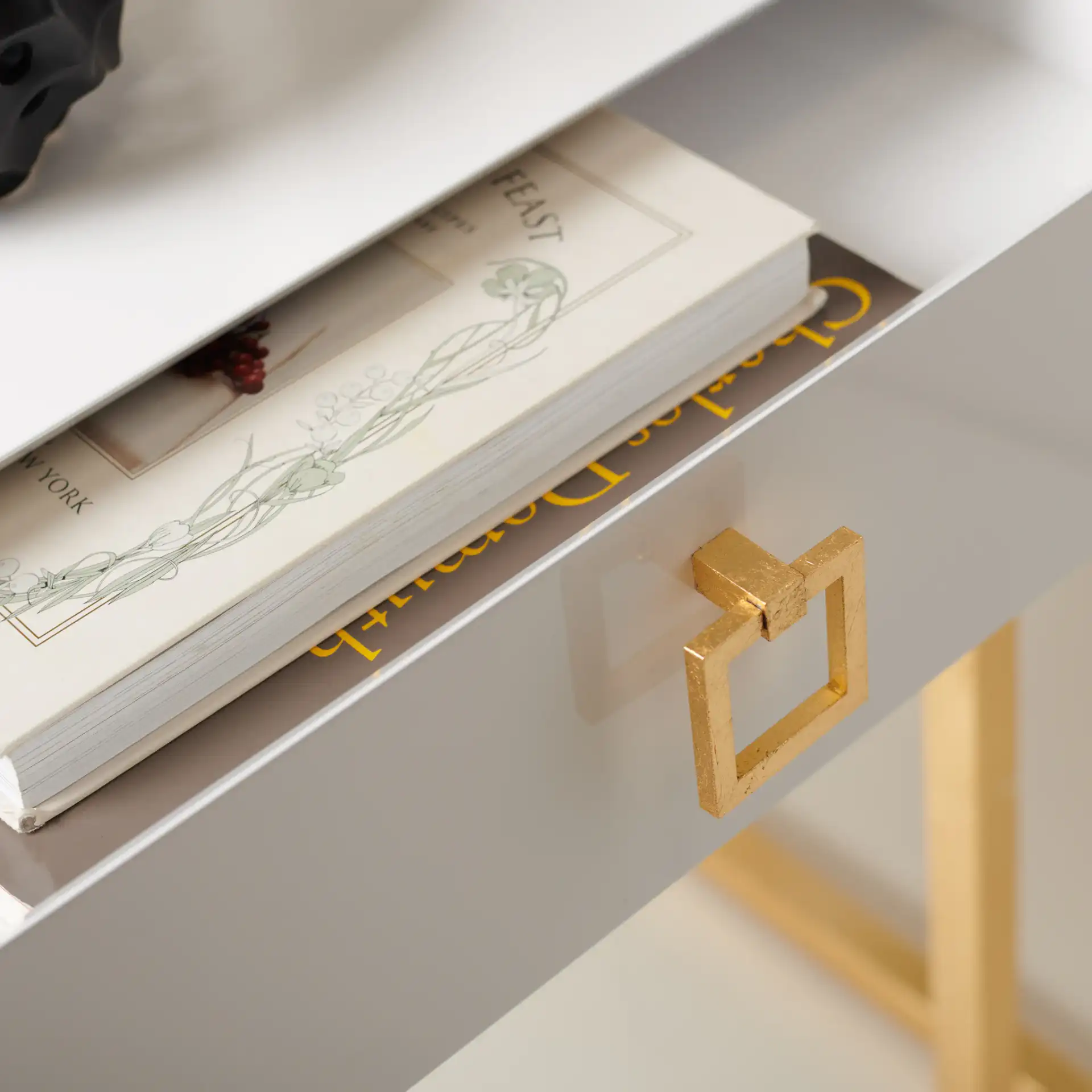 Abele Side Table in Black in a styled room