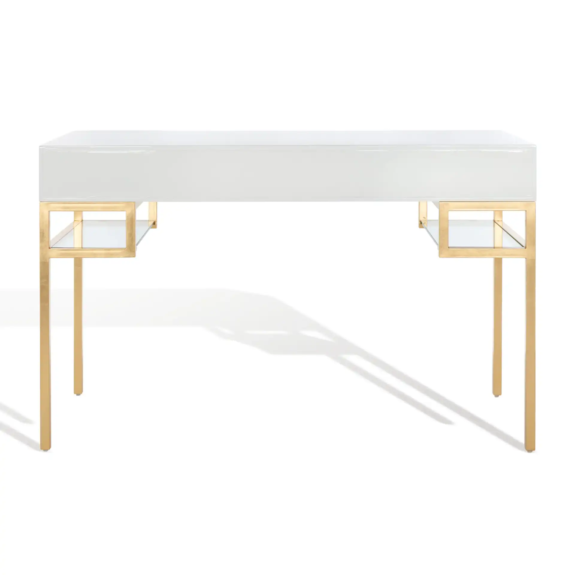 Neria Writing Desk in White / Gold, detail view
