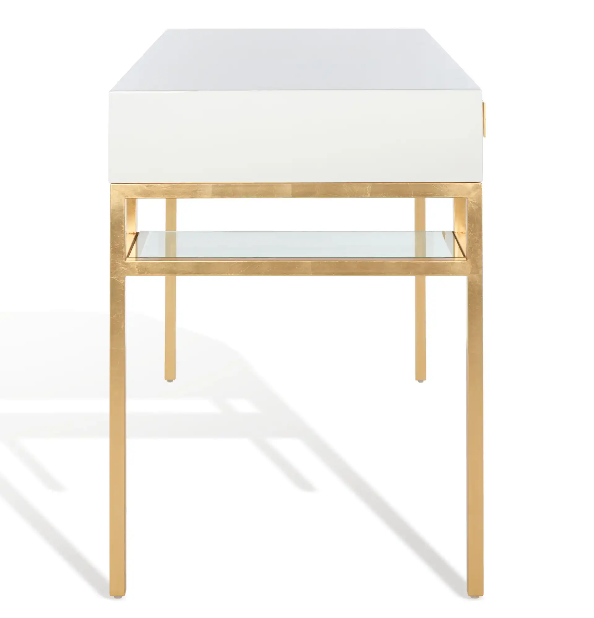 Neria Writing Desk in White / Gold, detail view