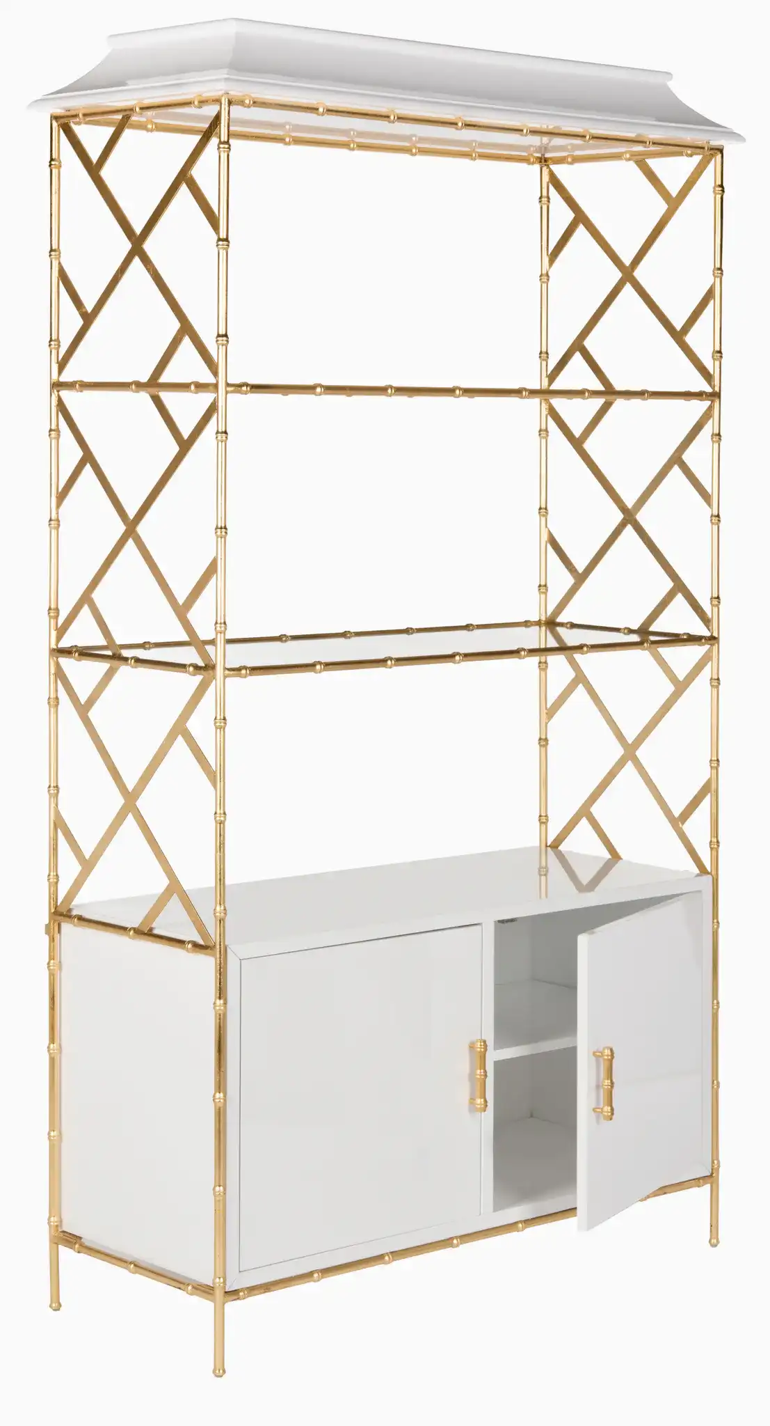 Adelia Bookshelf in White / Gold, detail view