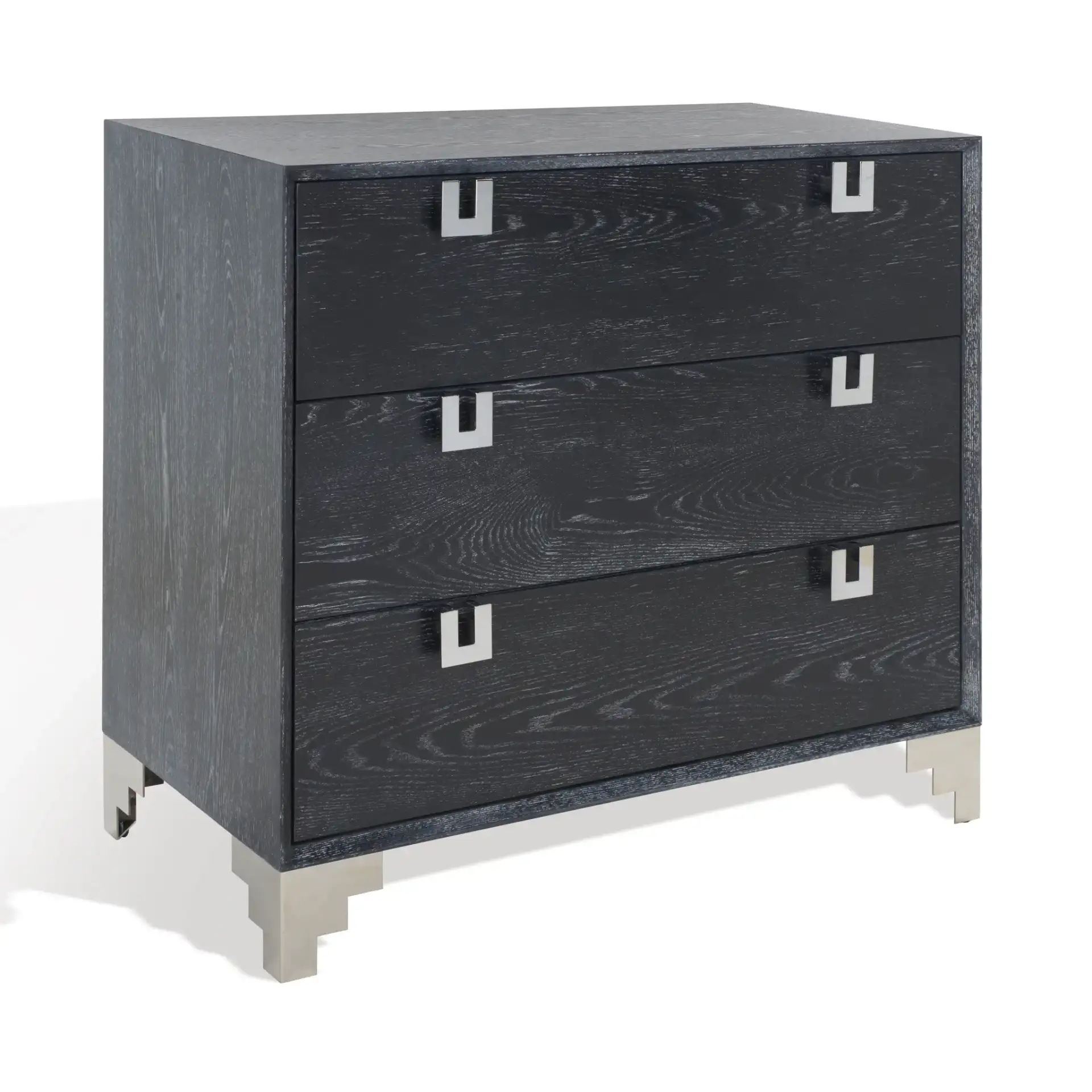 Odalis Chest Of Drawers in Black Cerused Oak, detail view