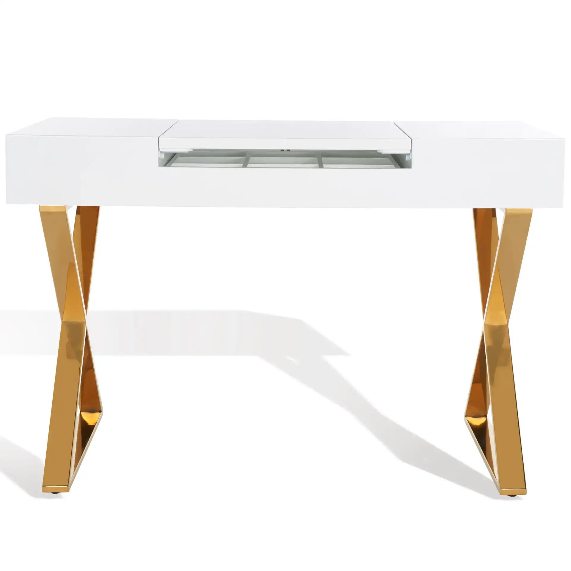 Yesenia Vanity Table in White / Gold, detail view