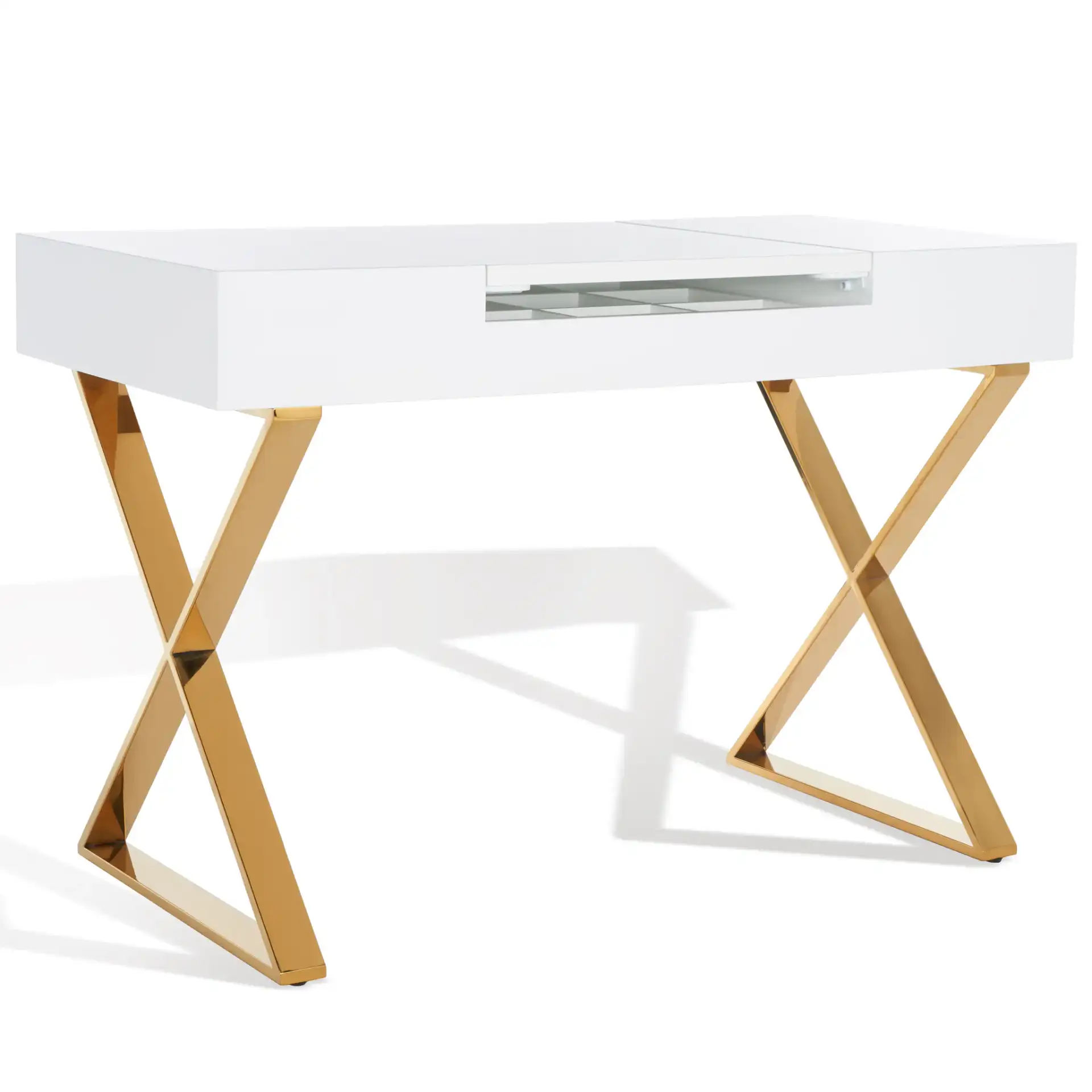 Yesenia Vanity Table in White / Gold, detail view