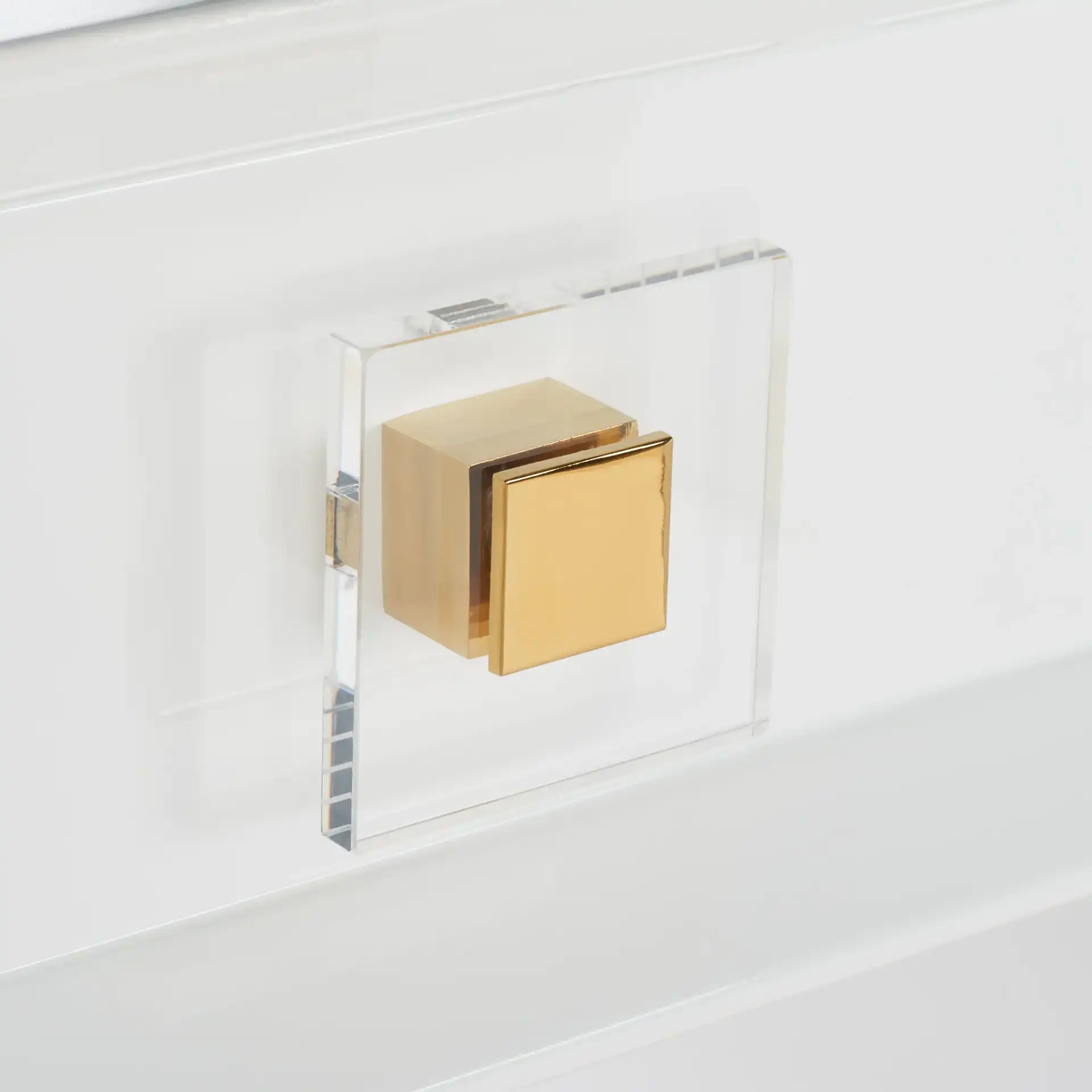 Yesenia Vanity Table in White / Gold in a styled room