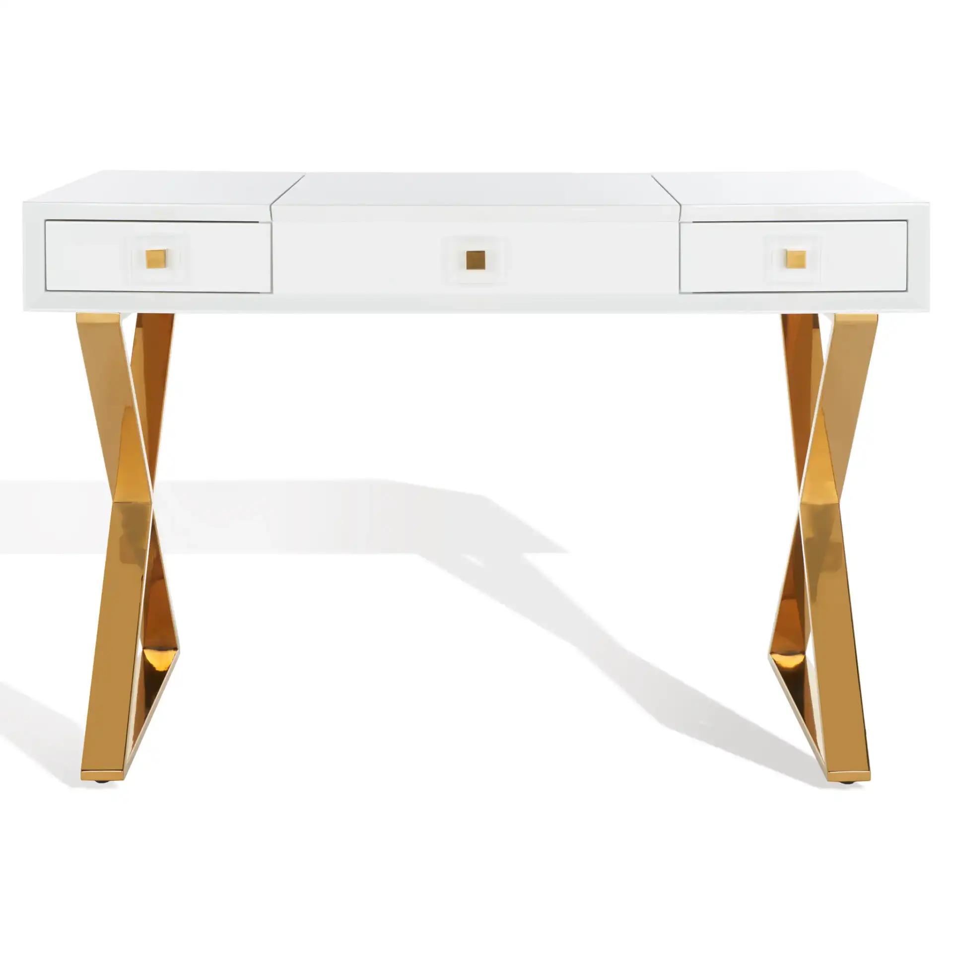 Yesenia Vanity Table in White / Gold, detail view
