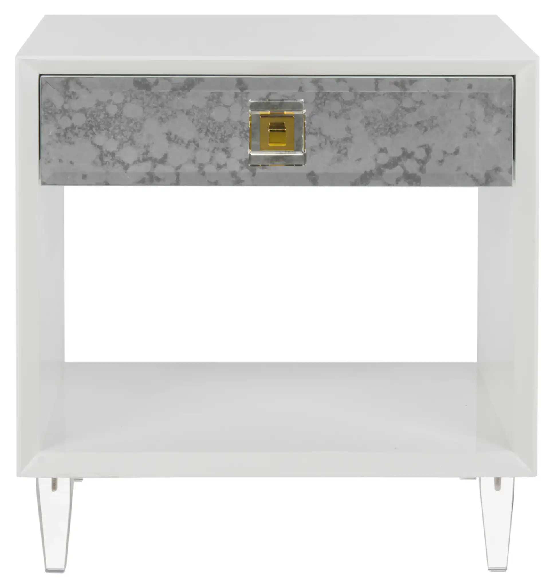 Arcelia Eglomise Side Table in White