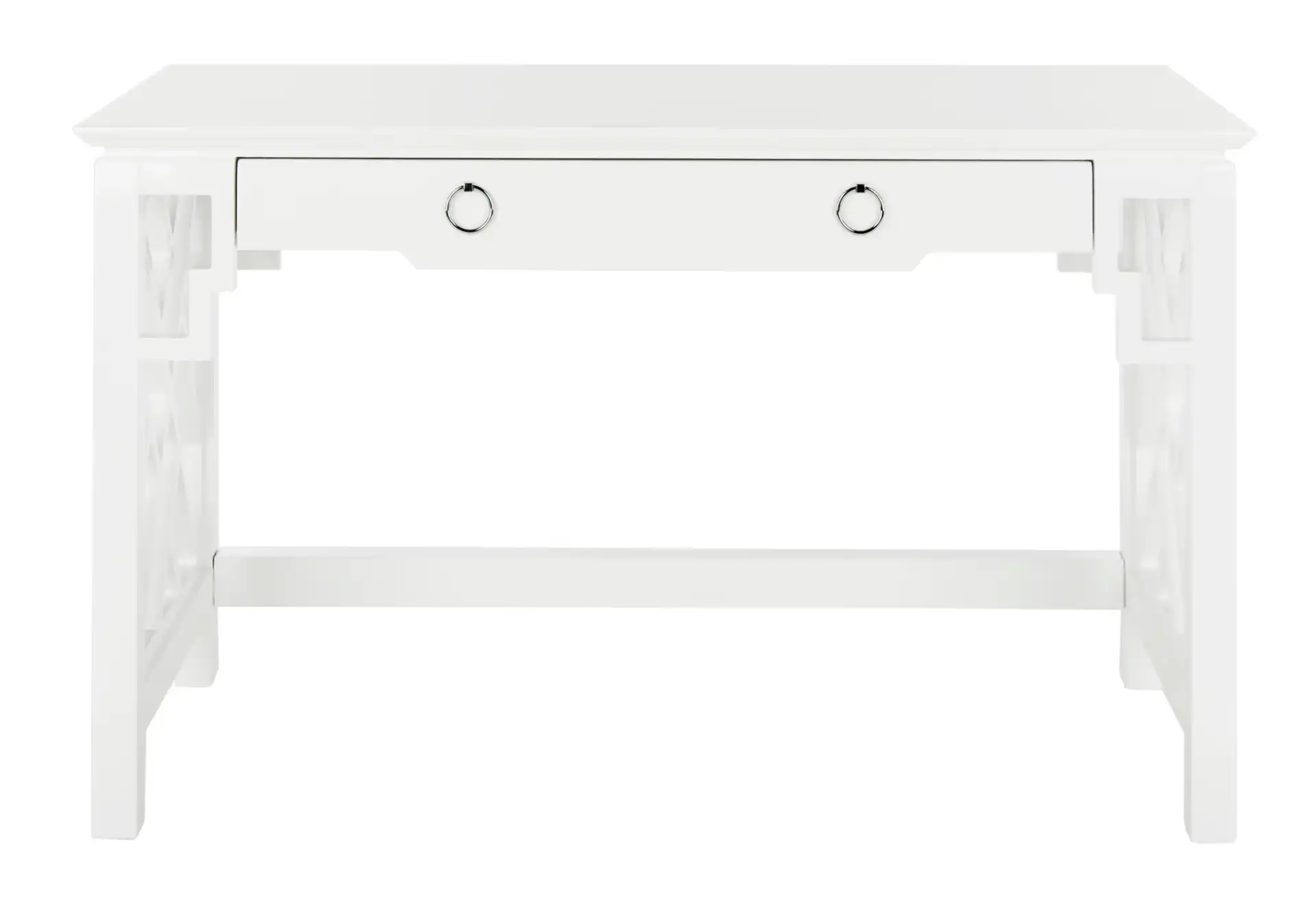 Oren Lacquer Desk in White, detail view