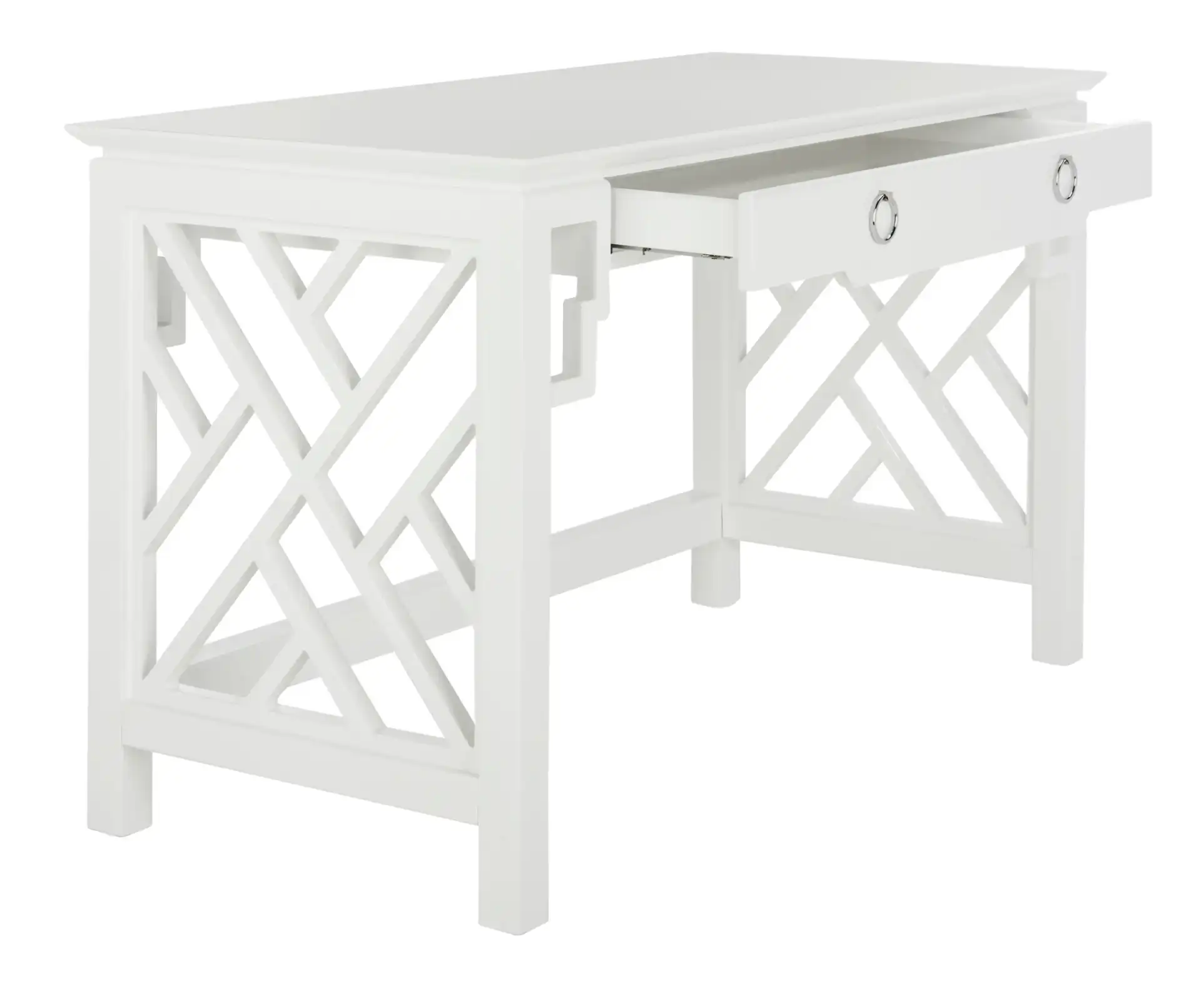 Oren Lacquer Desk in White, detail view