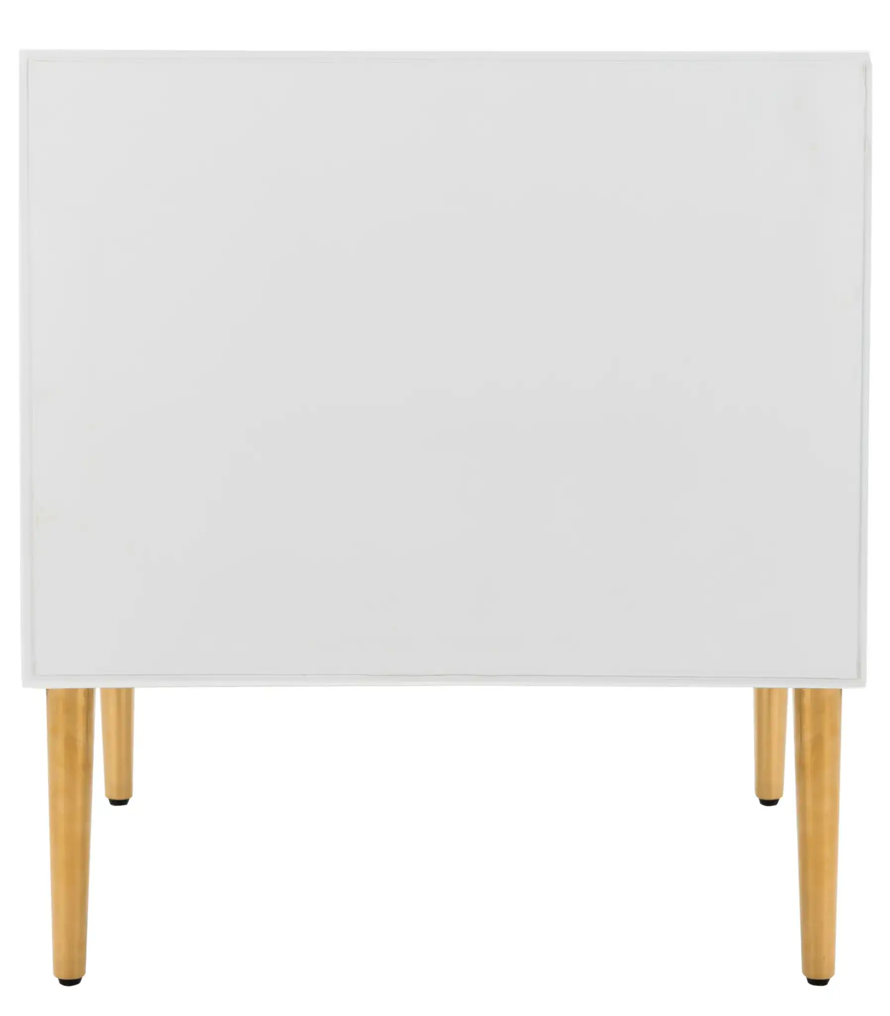 Vanda Three-Drawer Side Table in White, detail view