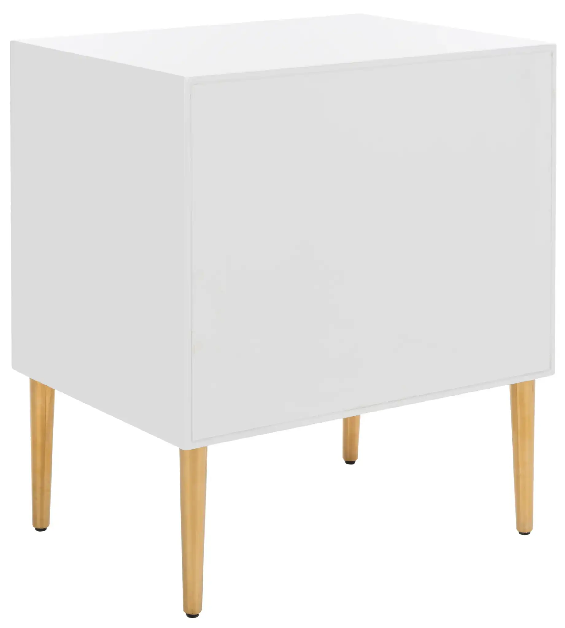 Vanda Three-Drawer Side Table in White, detail view