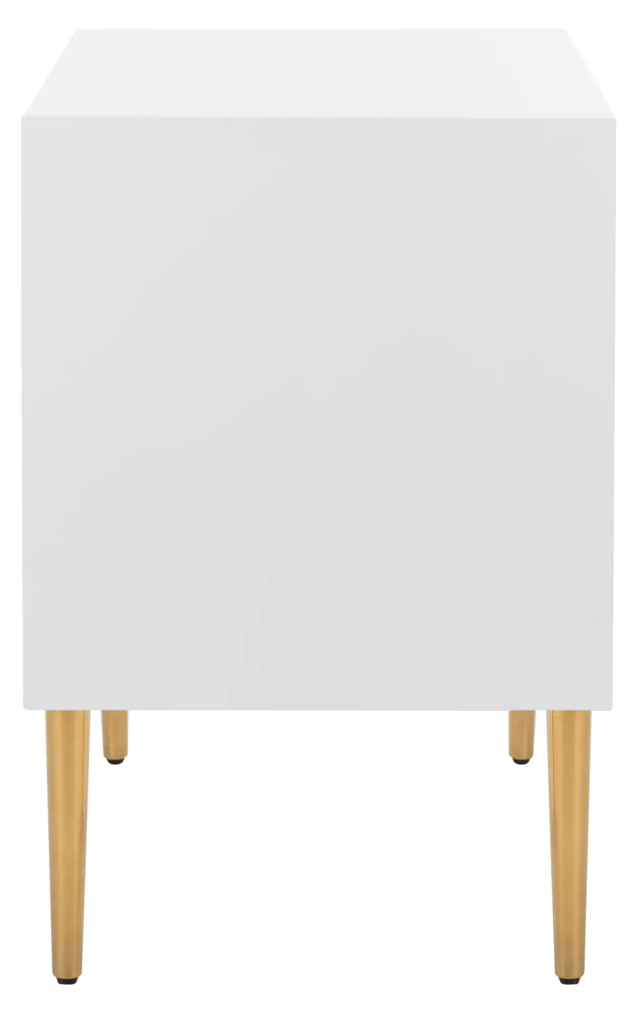 Vanda Three-Drawer Side Table in White, detail view