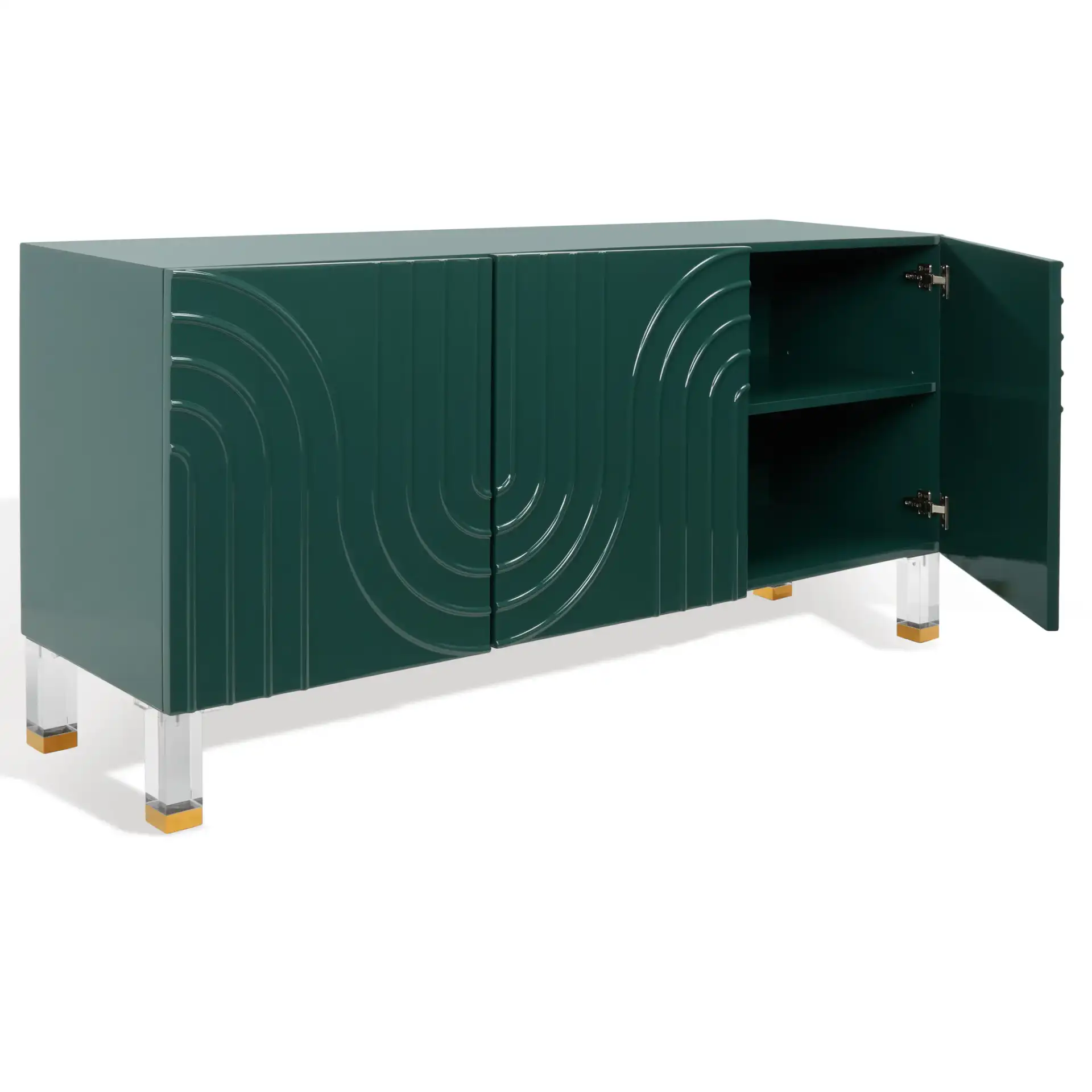Saturn Wave Acrylic Sideboard in Moss, detail view