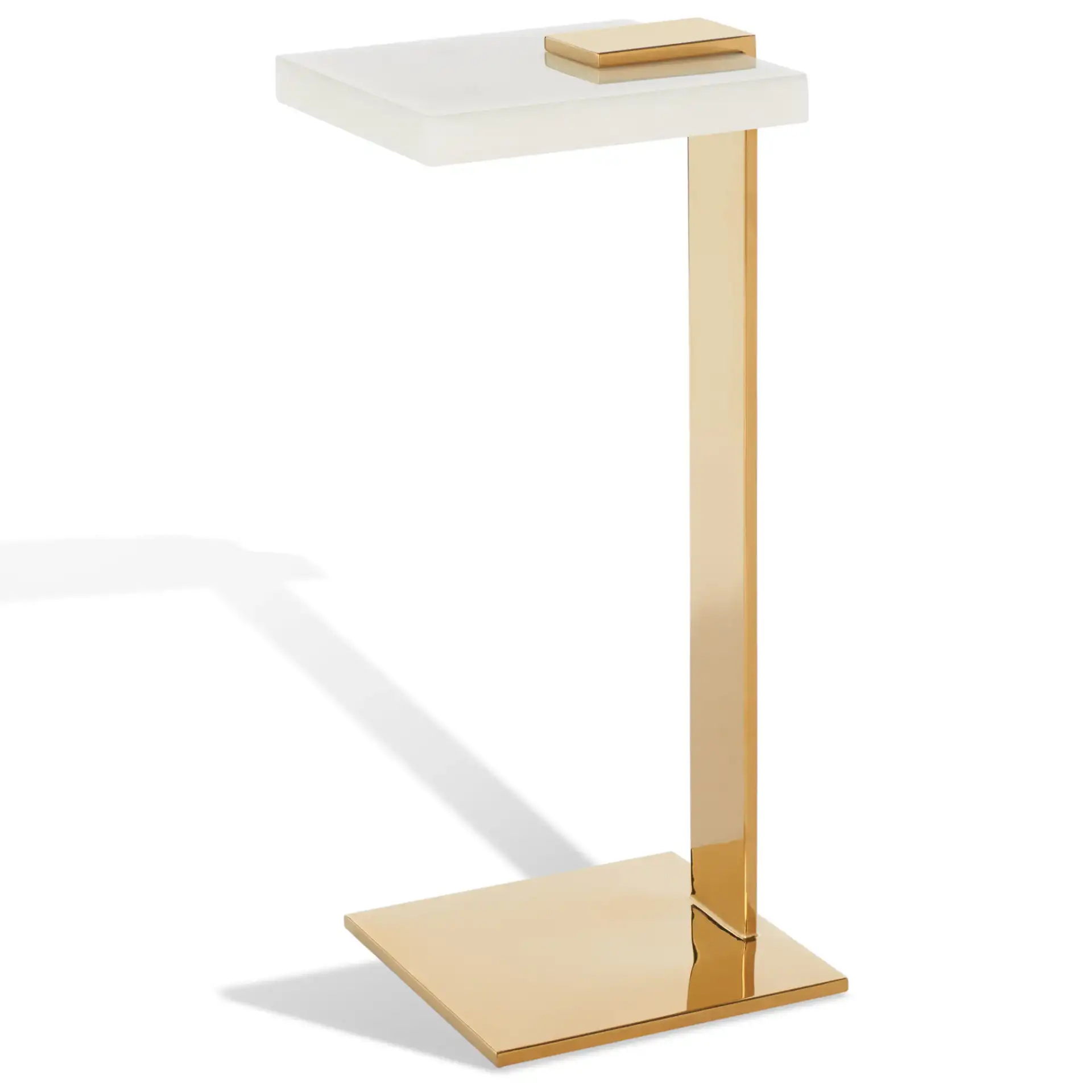 Mars Acrylic Drink Table in Clear / Gold, detail view