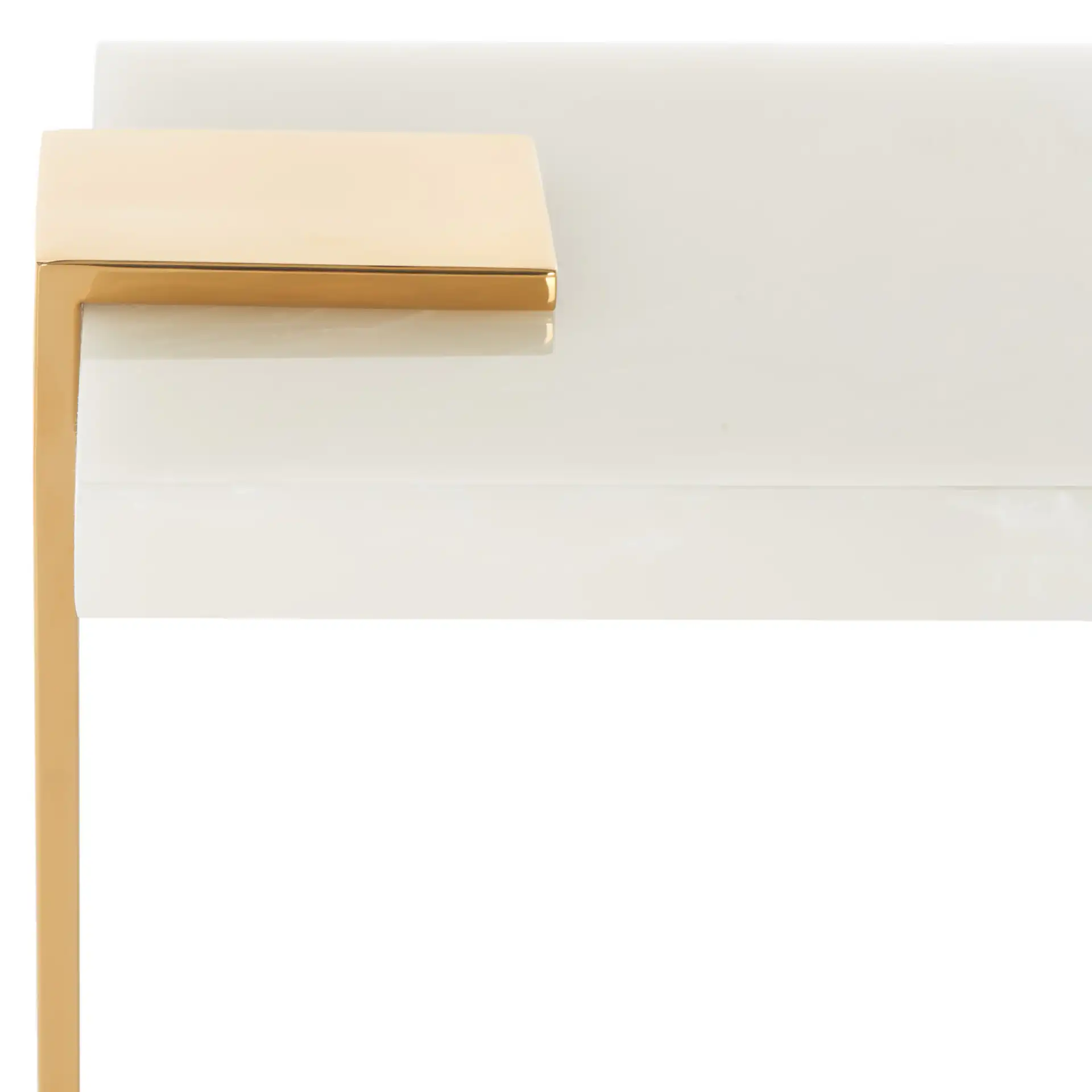 Mars Acrylic Drink Table in Clear / Gold in a styled room
