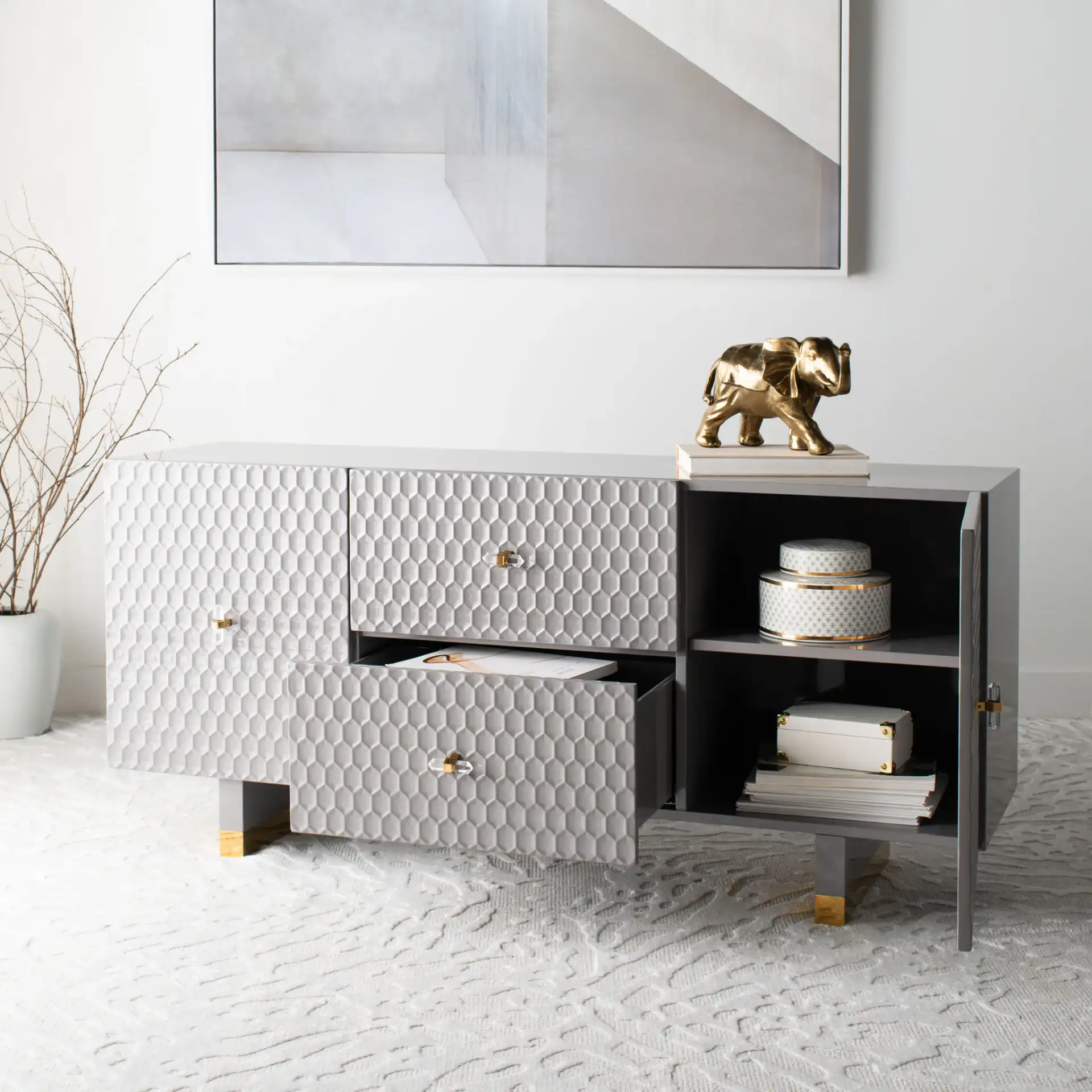 Kingsly Sideboard in Grey, detail view