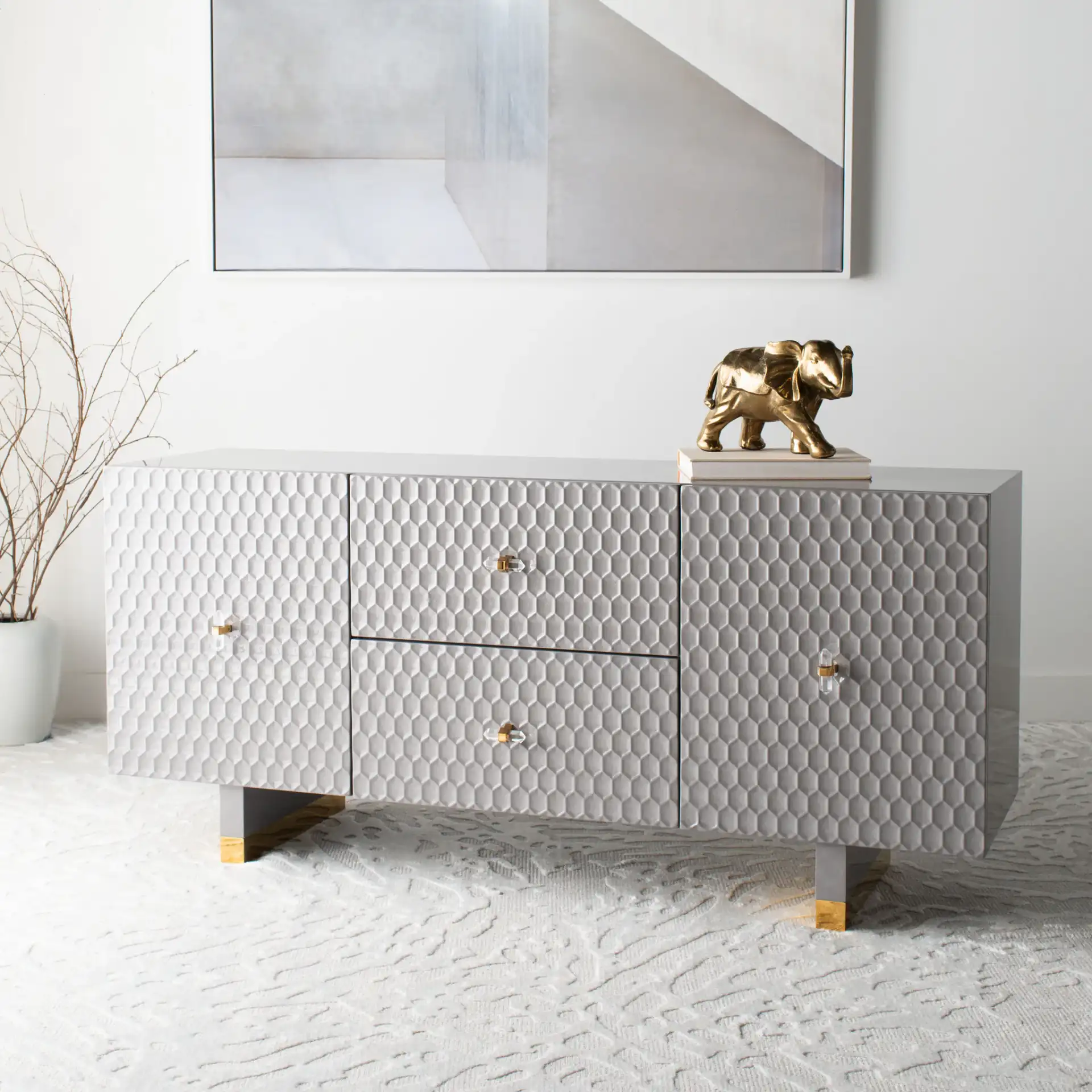 Kingsly Sideboard in Grey in a styled room