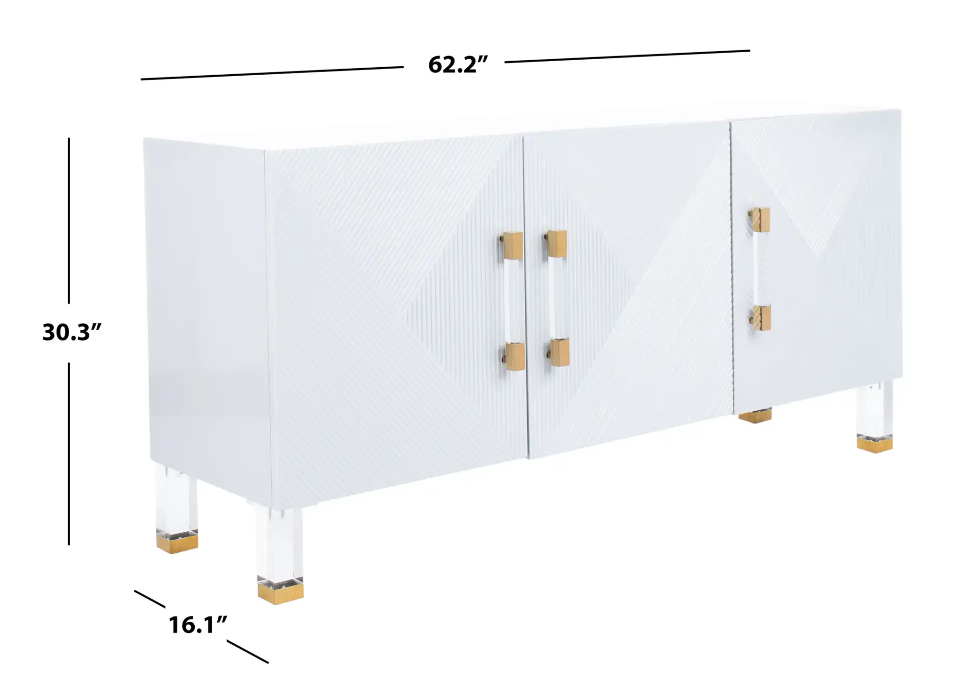 Poppy Three-Door Sideboard in Grey, detail view