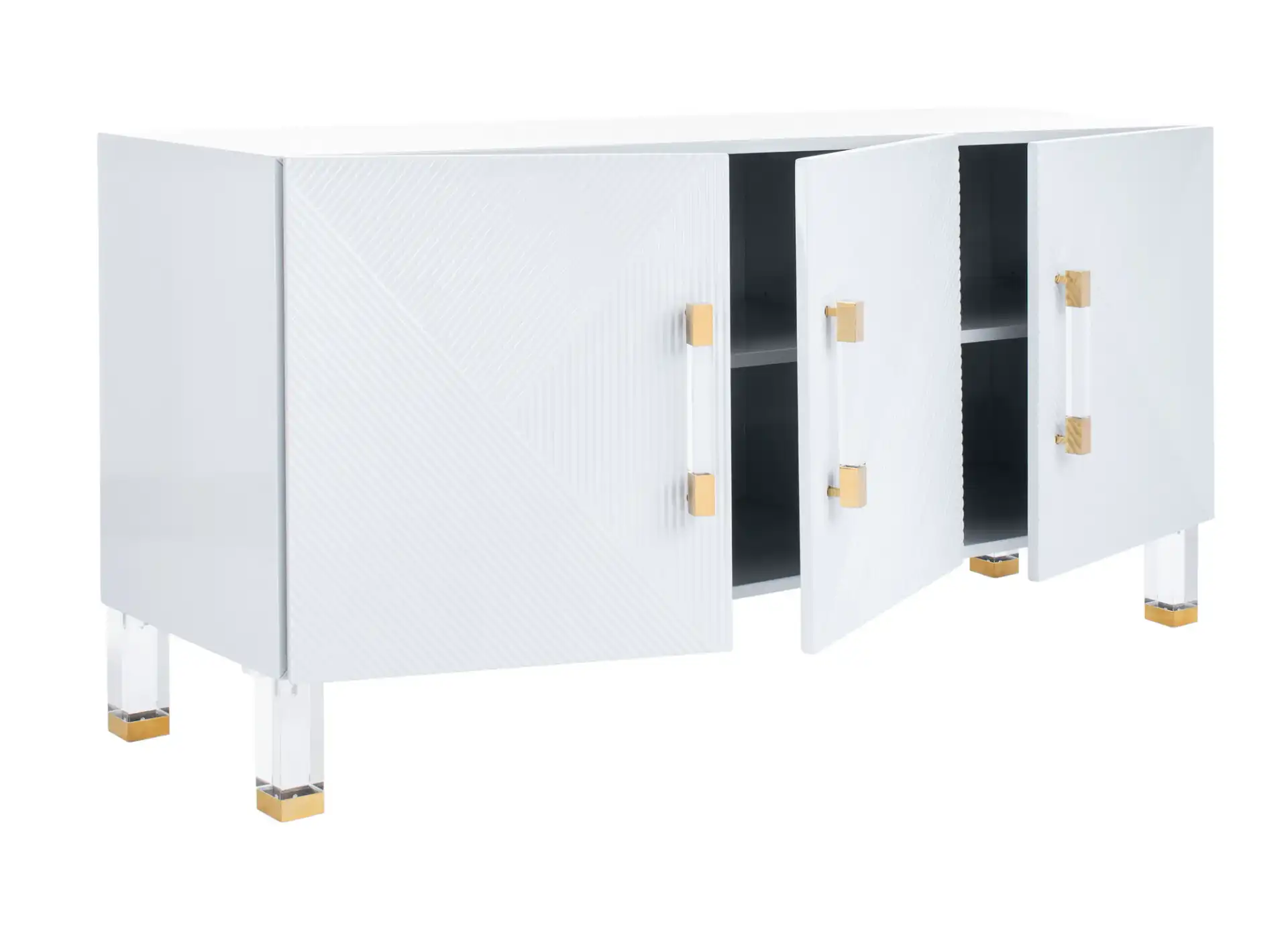 Poppy Three-Door Sideboard in Grey, detail view