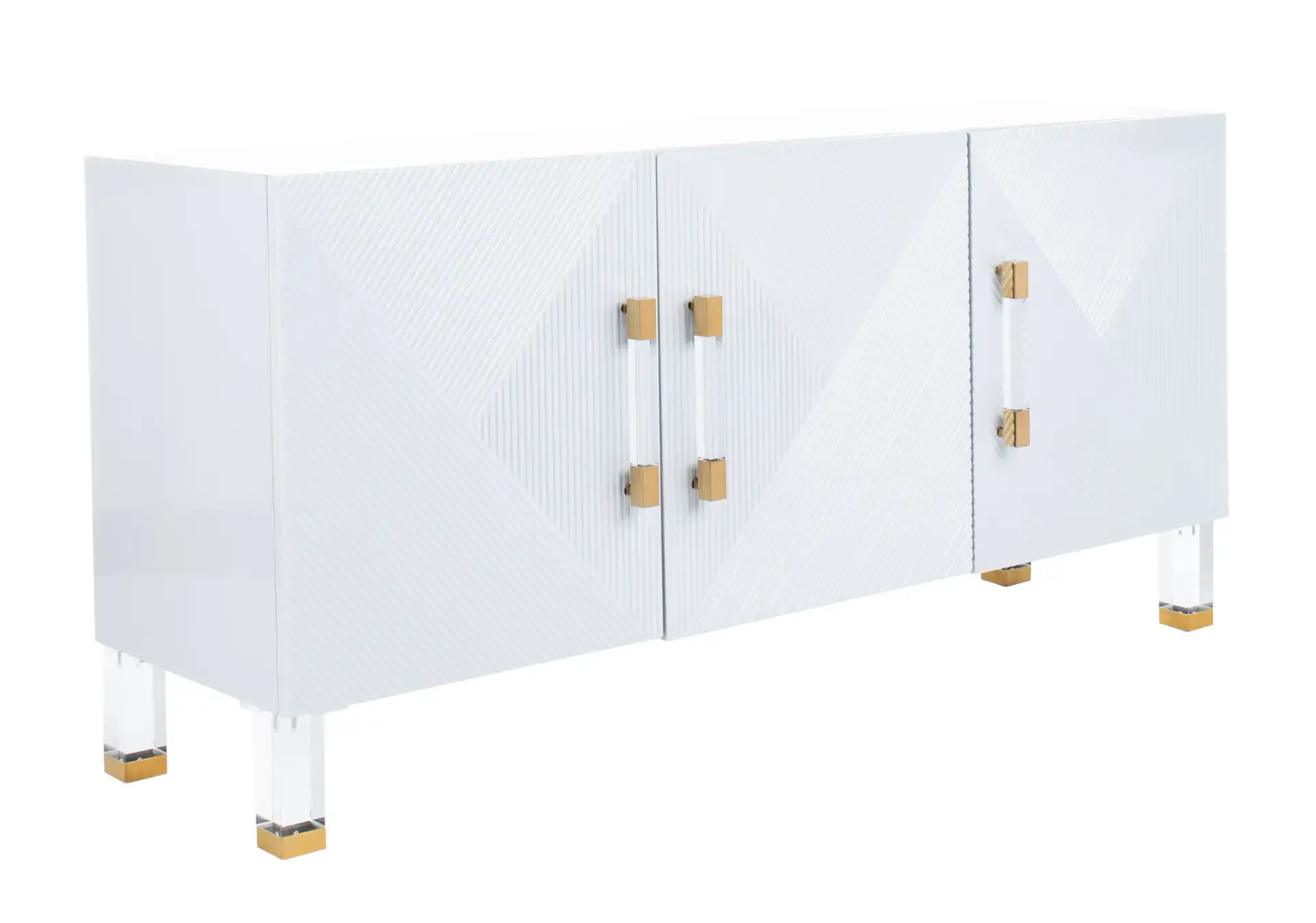 Poppy Three-Door Sideboard in Grey, detail view