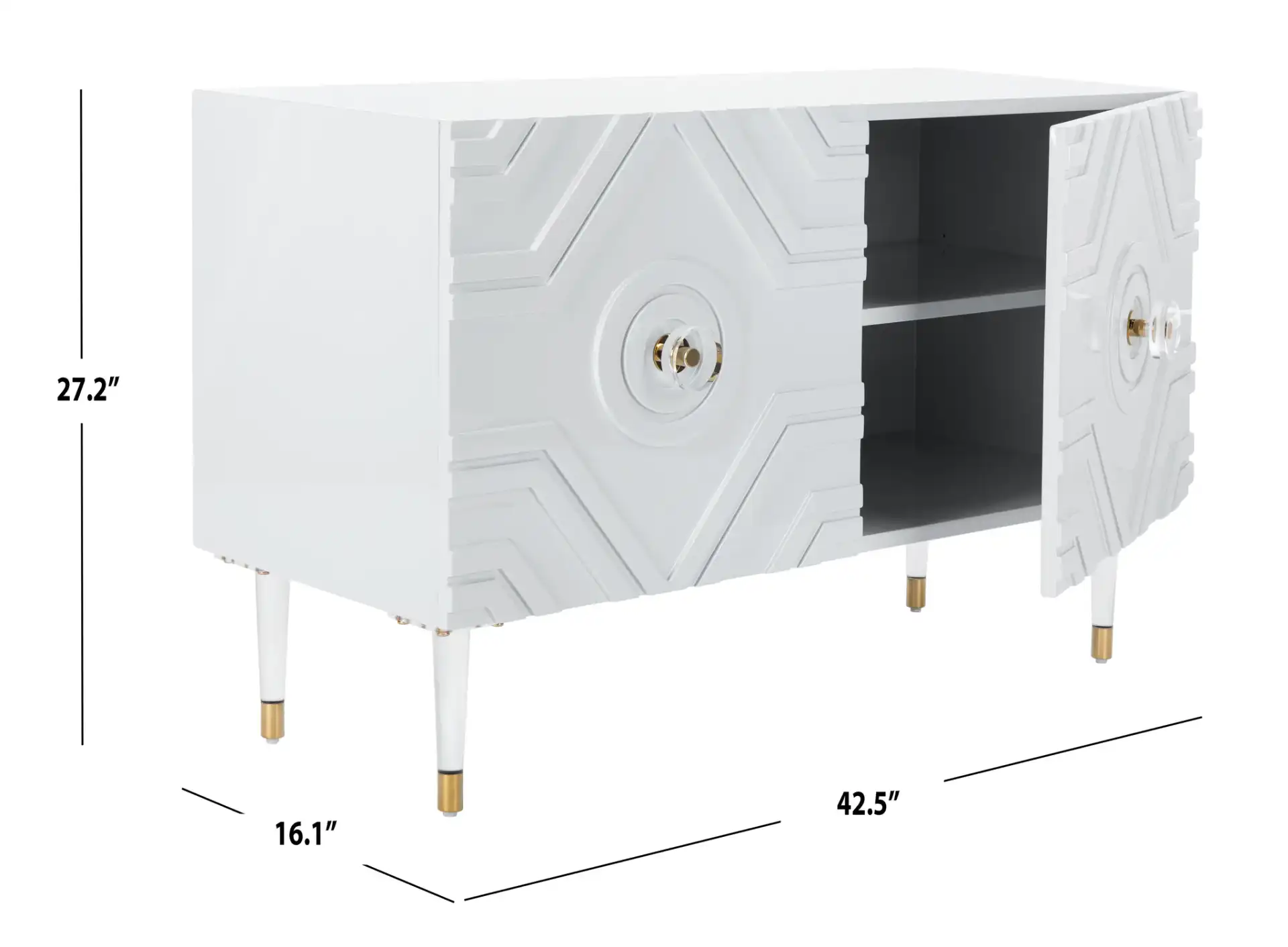 Zayn Diamond Sideboard in Light Gray / Gold, detail view