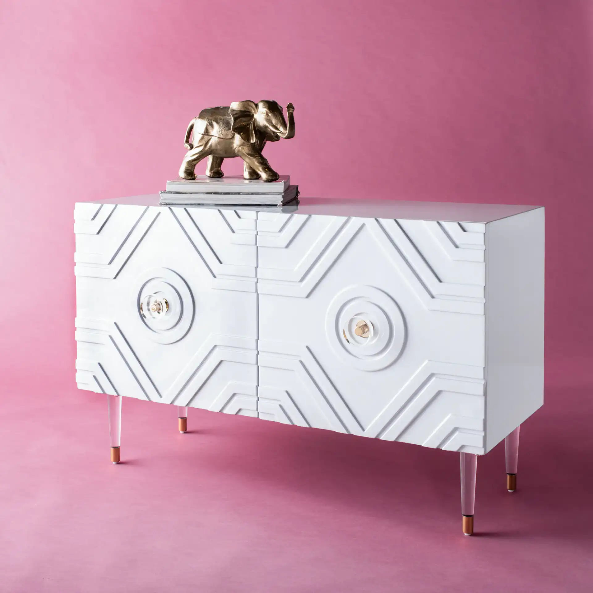 Zayn Diamond Sideboard in Light Gray / Gold in a styled room
