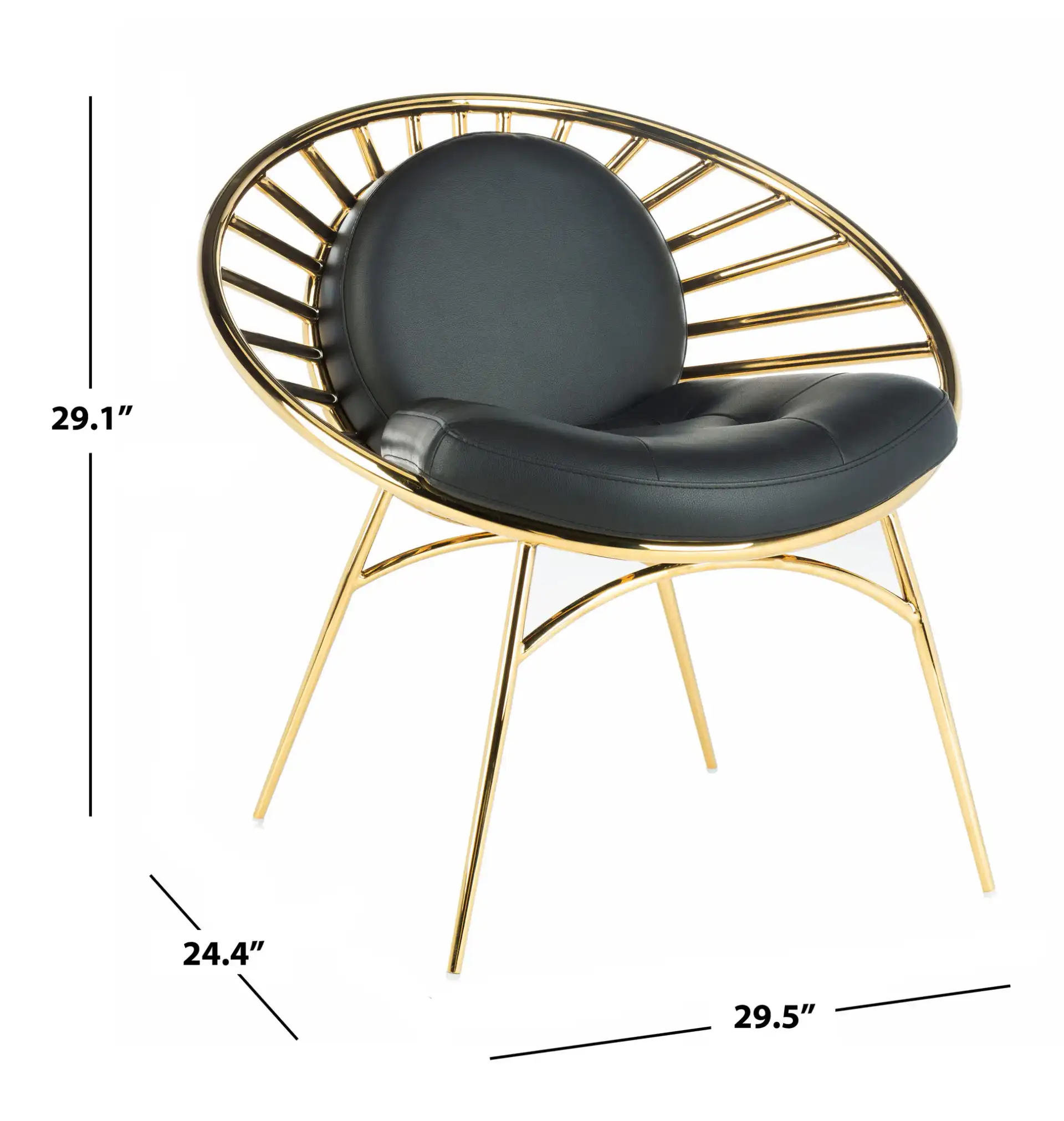 Nina Hoop Chair in Black / Gold, detail view