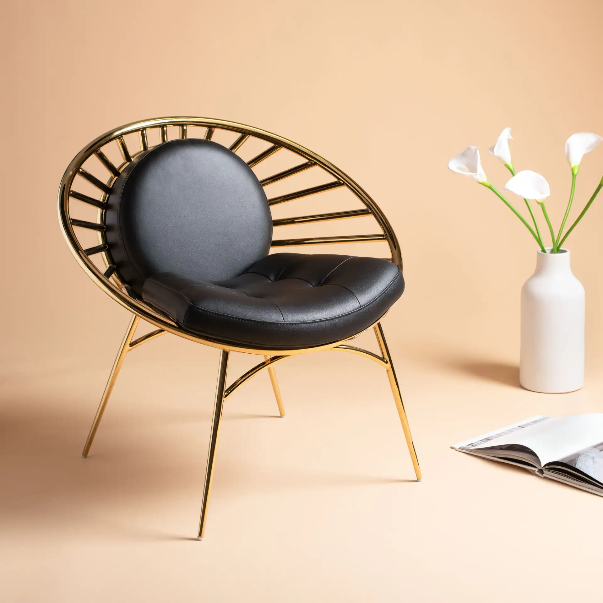 Nina Hoop Chair in Black / Gold in a styled room