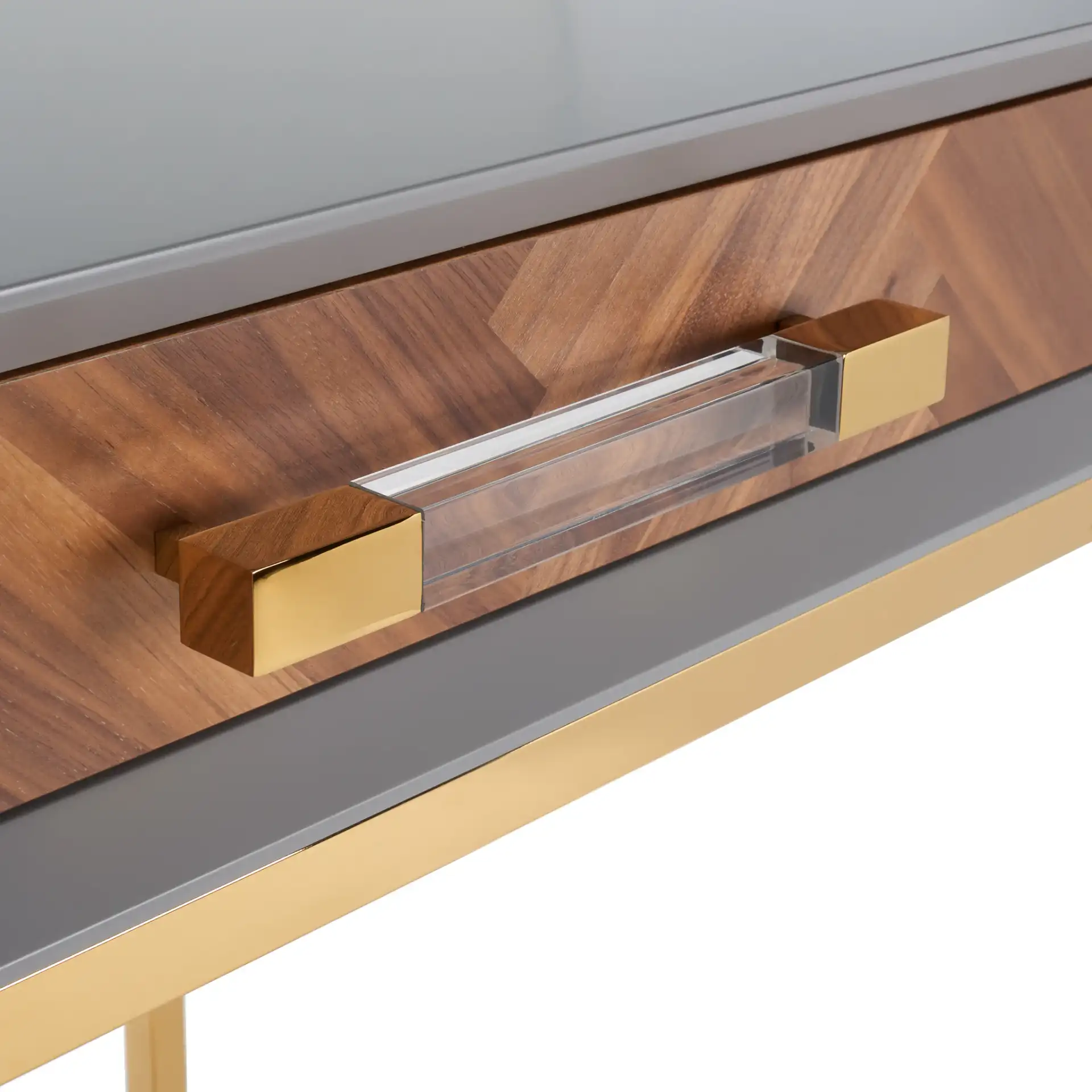 Marty Modern Desk in Grey in a styled room