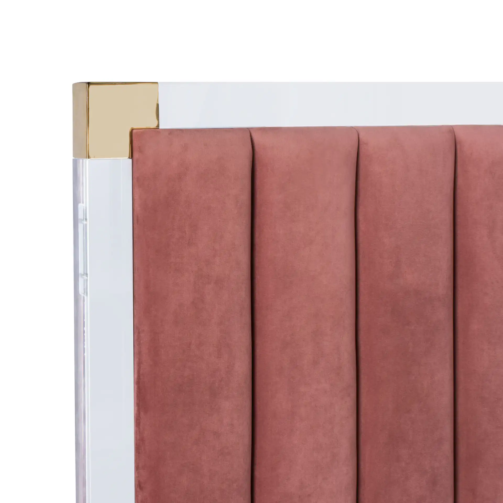 Niall Acrylic Bed in Dusty Rose in a styled room