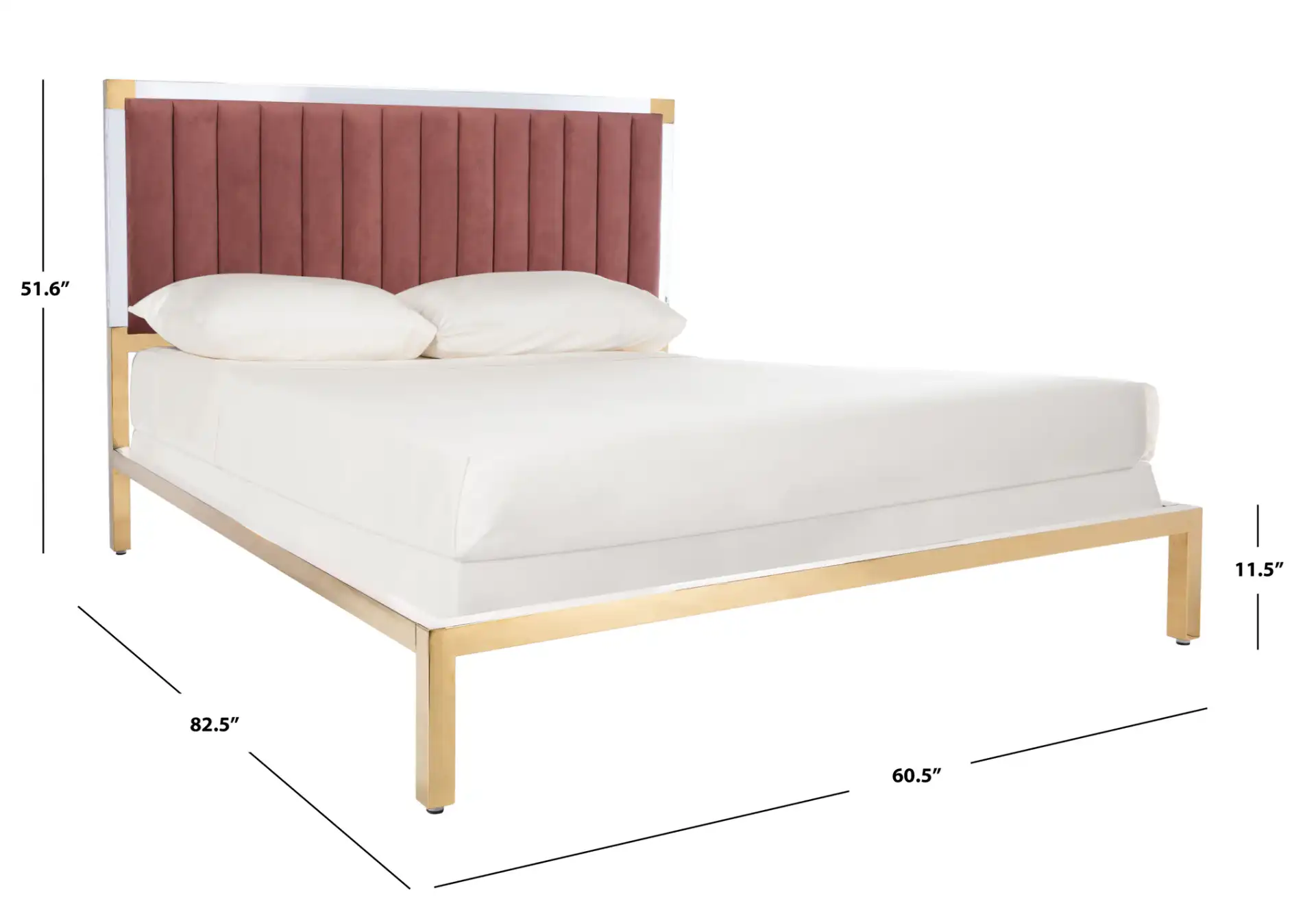 Niall Acrylic Bed in Dusty Rose, detail view