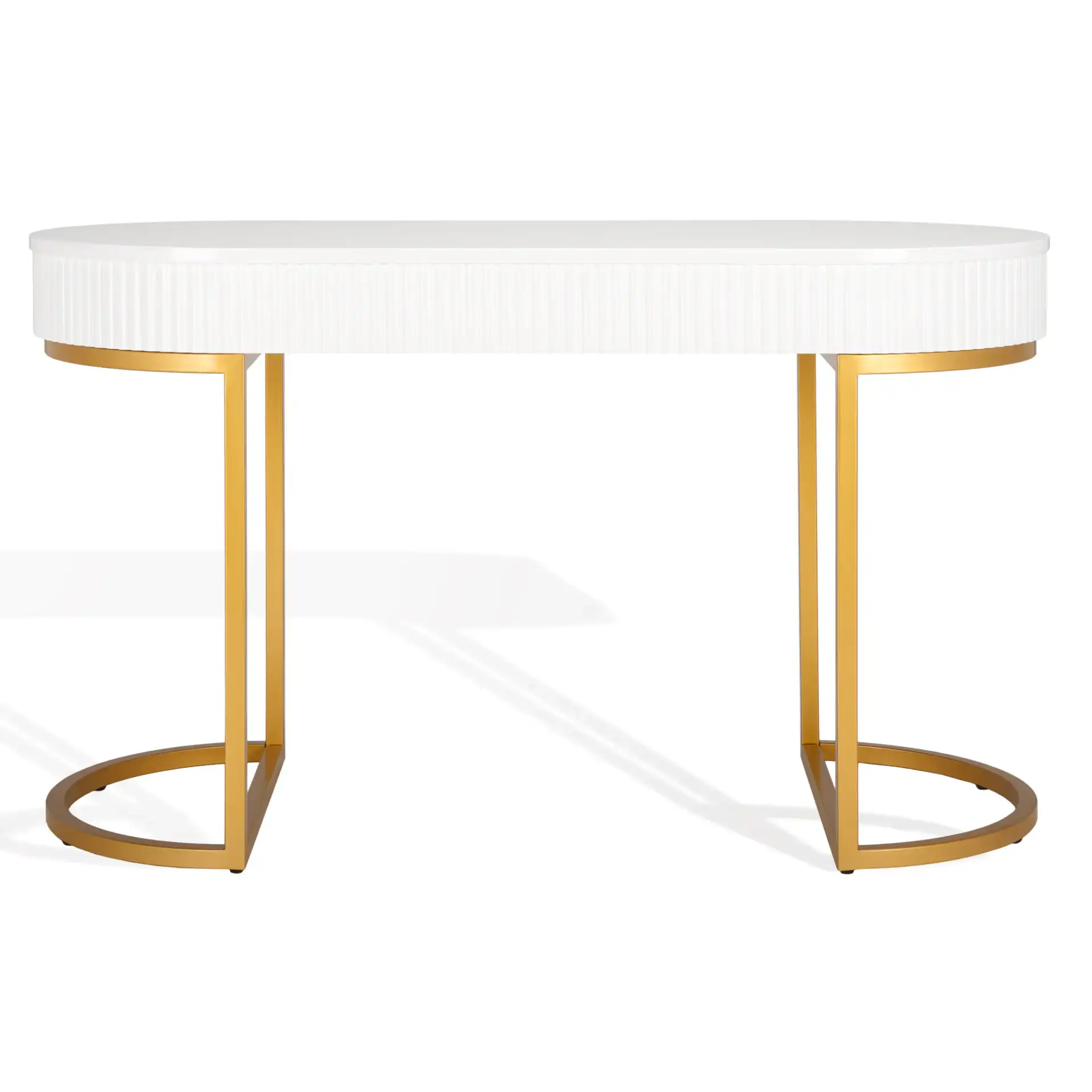 Estella Modern Desk in White / Gold, detail view