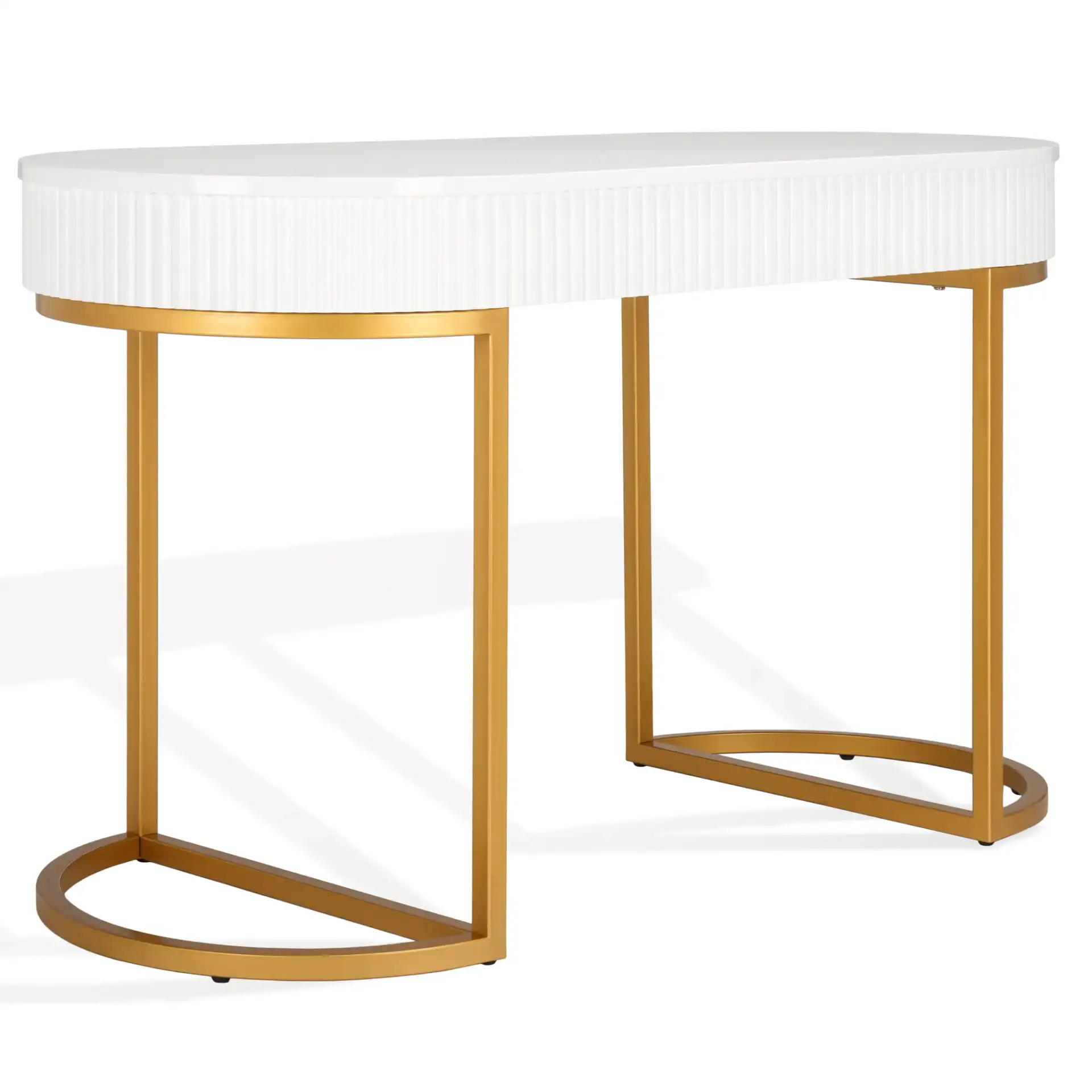 Estella Modern Desk in White / Gold, detail view
