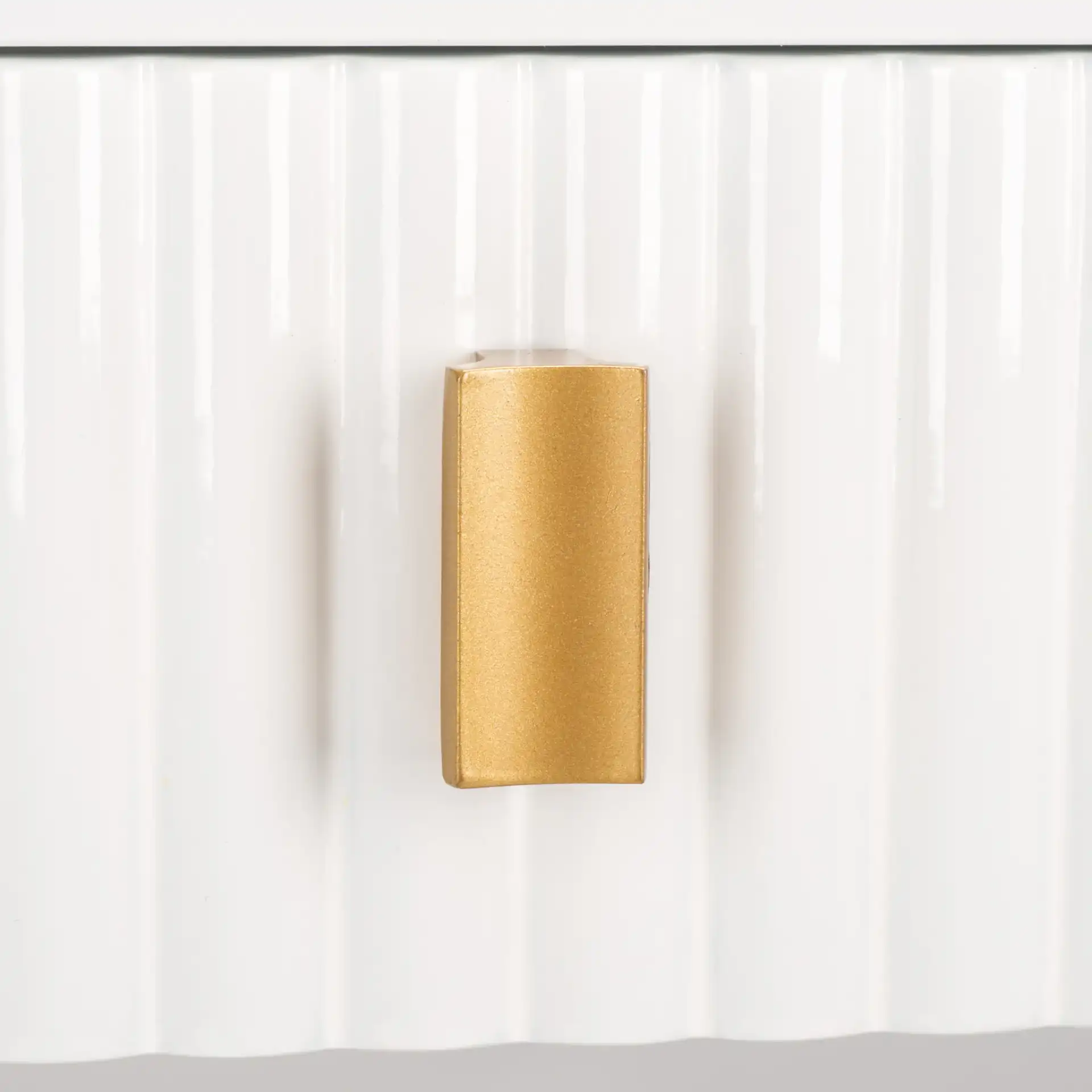 Estella Modern Desk in White / Gold in a styled room