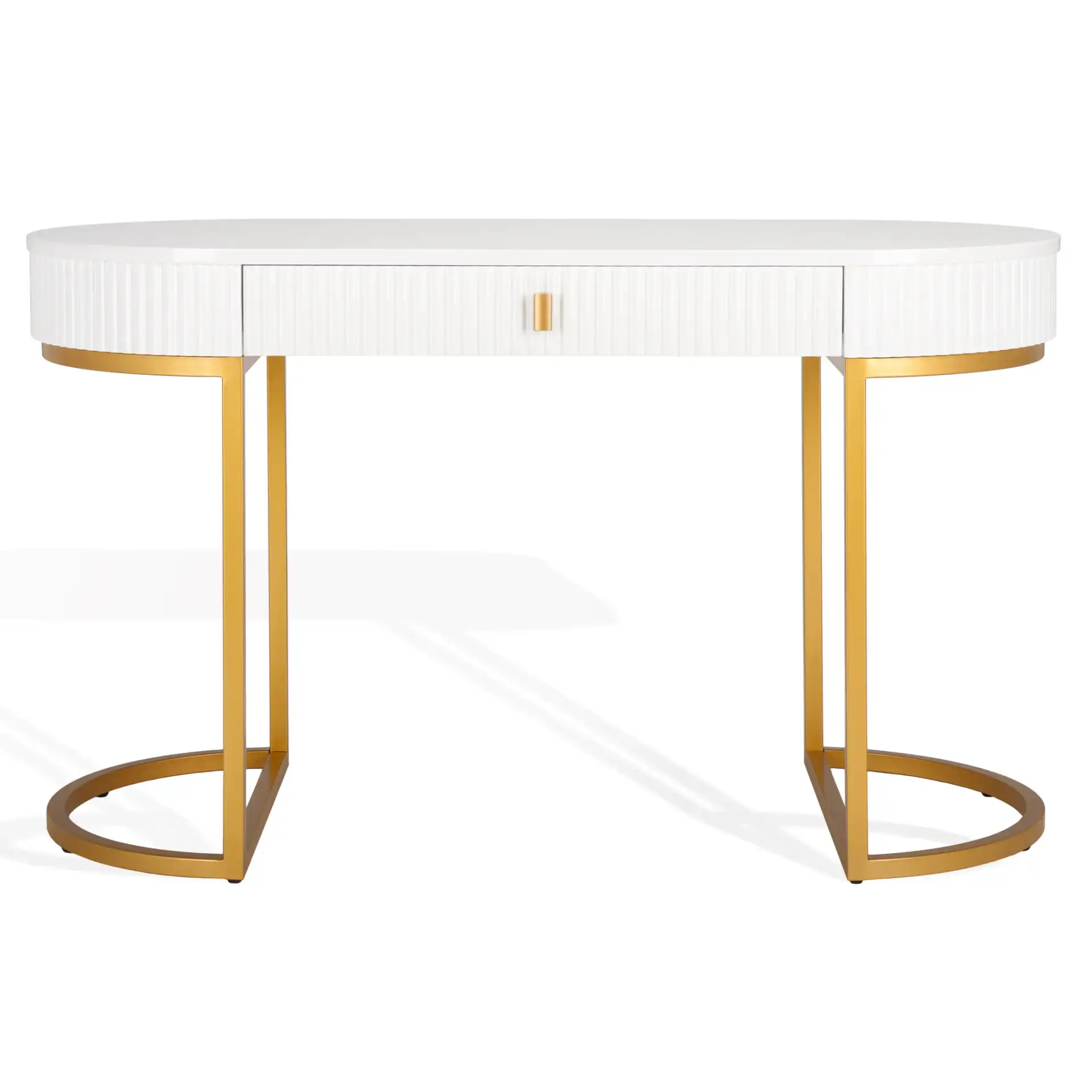Estella Modern Desk in White / Gold, detail view