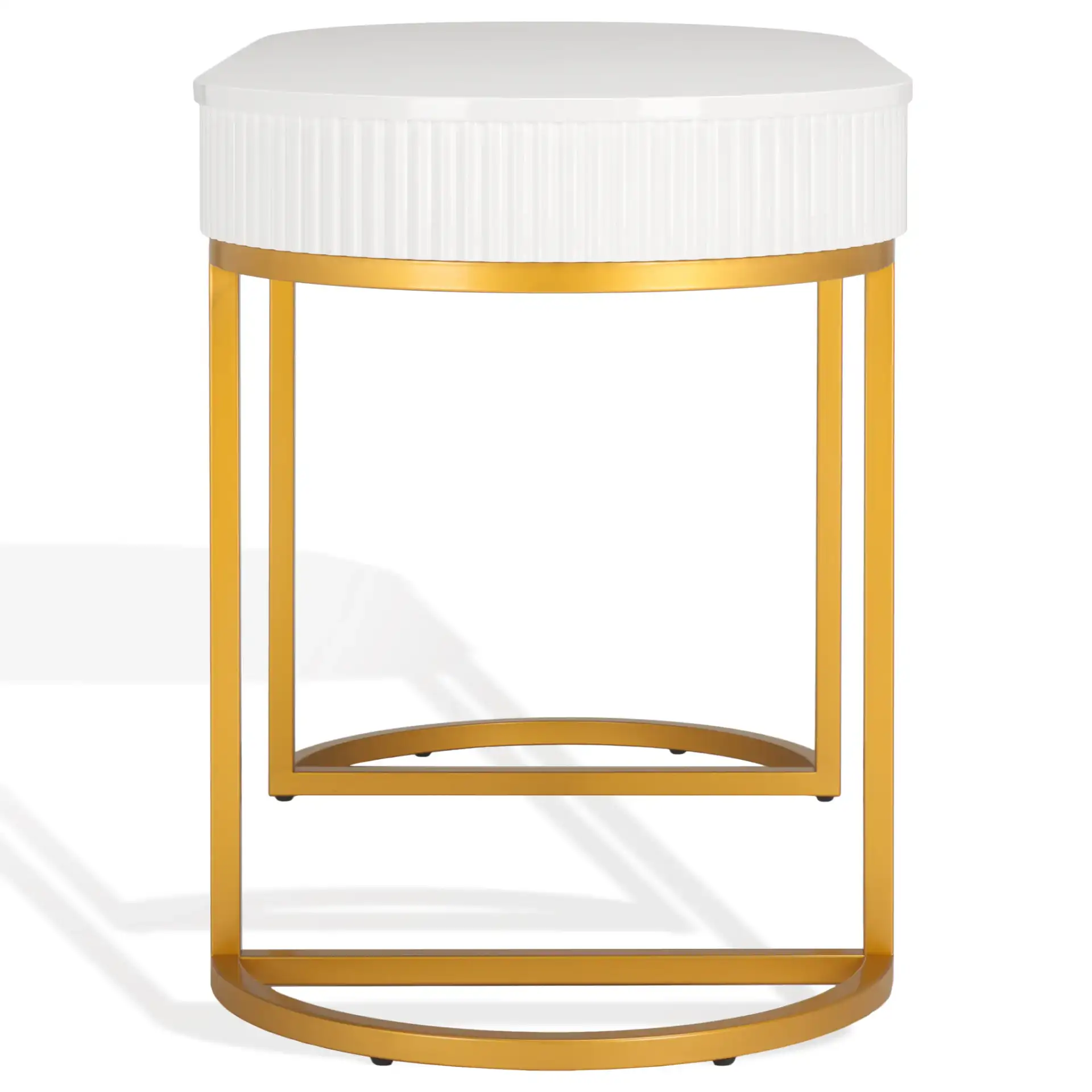 Estella Modern Desk in White / Gold, detail view
