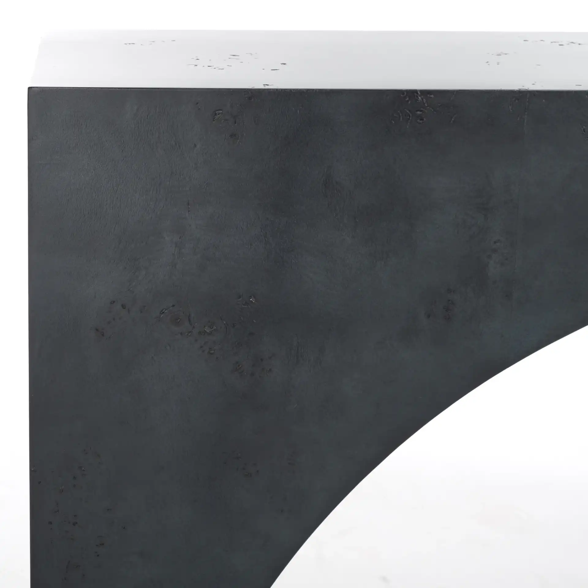 Katelynn Burled Mappa Console in Gray in a styled room
