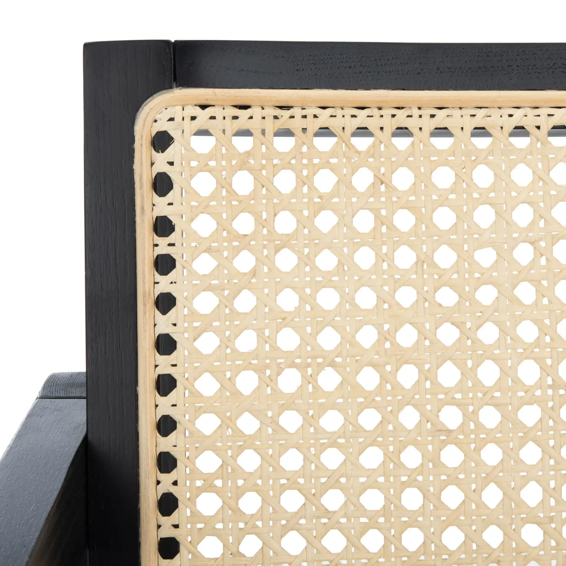 Perth Rattan Rocking Chair in Black / Natural in a styled room