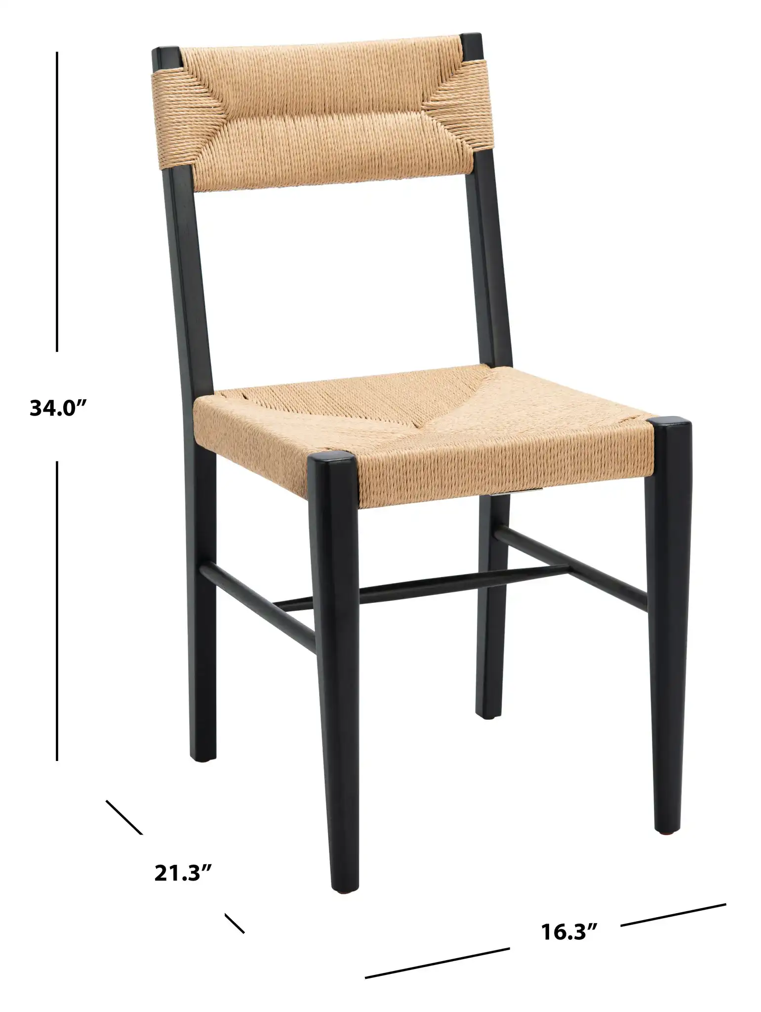 Cody Rattan Dining Chair (Set of 2) in Black / Natural, detail view