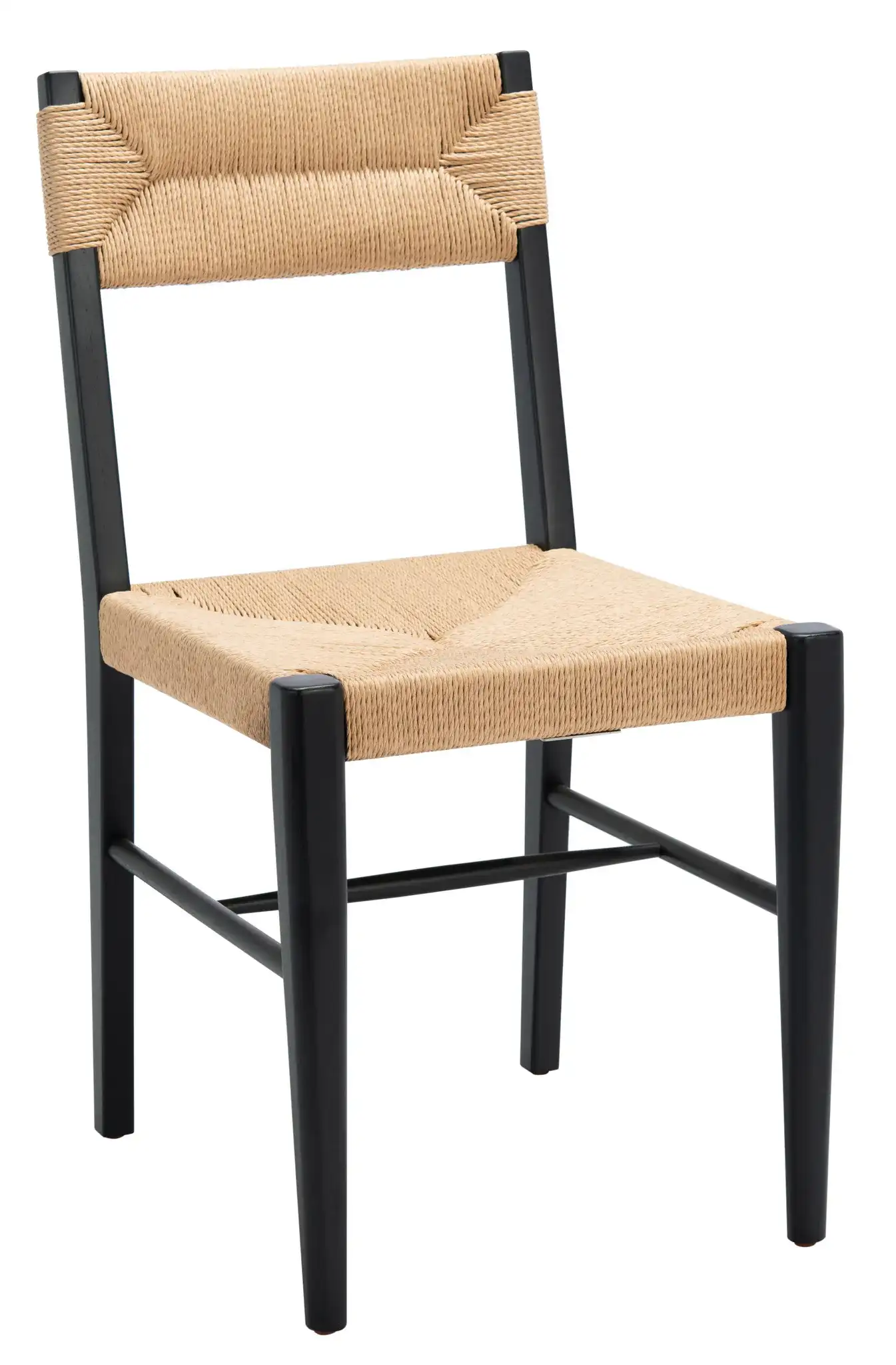 Cody Rattan Dining Chair (Set of 2) in Black / Natural, detail view
