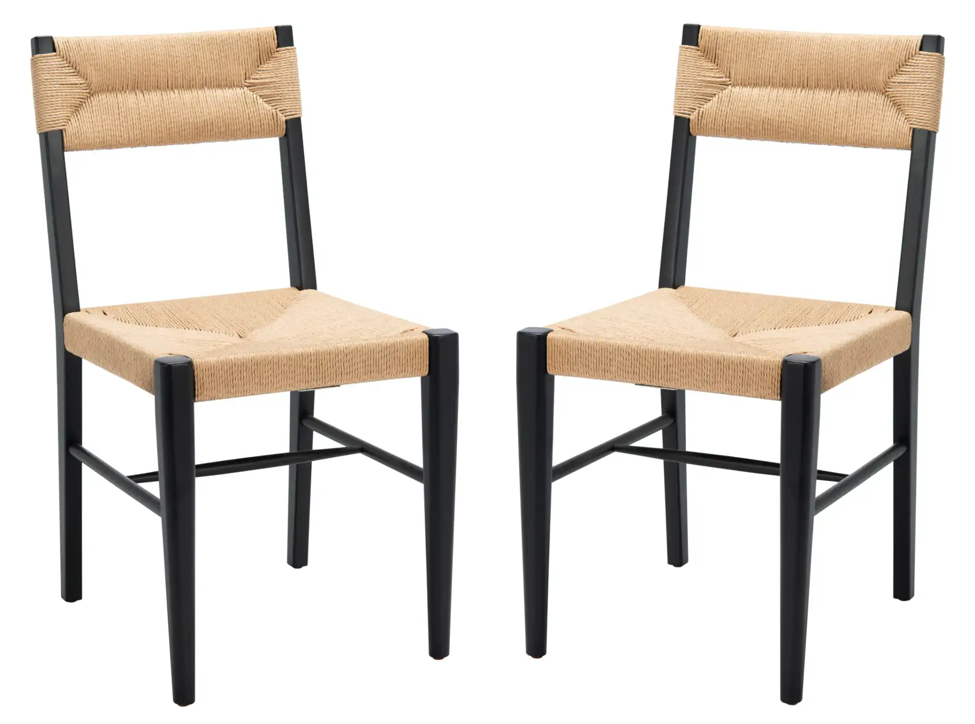Cody Rattan Dining Chair (Set of 2) in Black / Natural, detail view