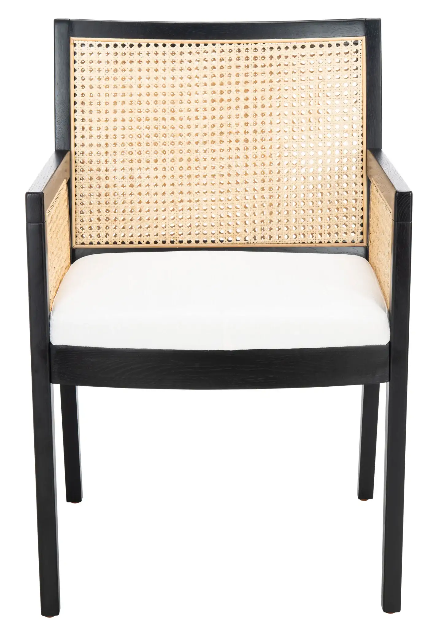 Malik Rattan Dining Chair in Black / Natural, detail view
