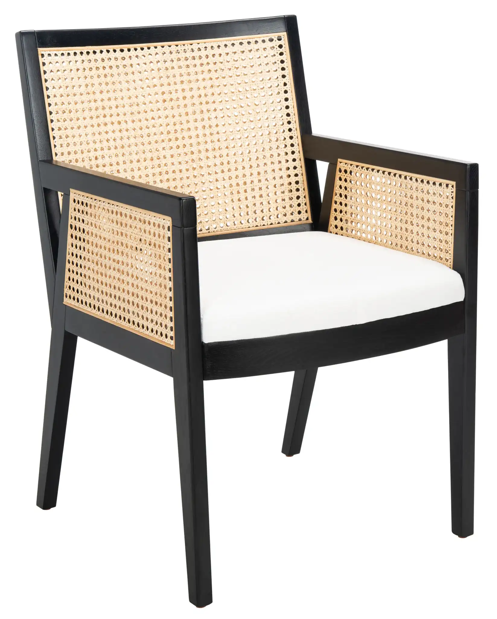 Malik Rattan Dining Chair in Black / Natural, detail view