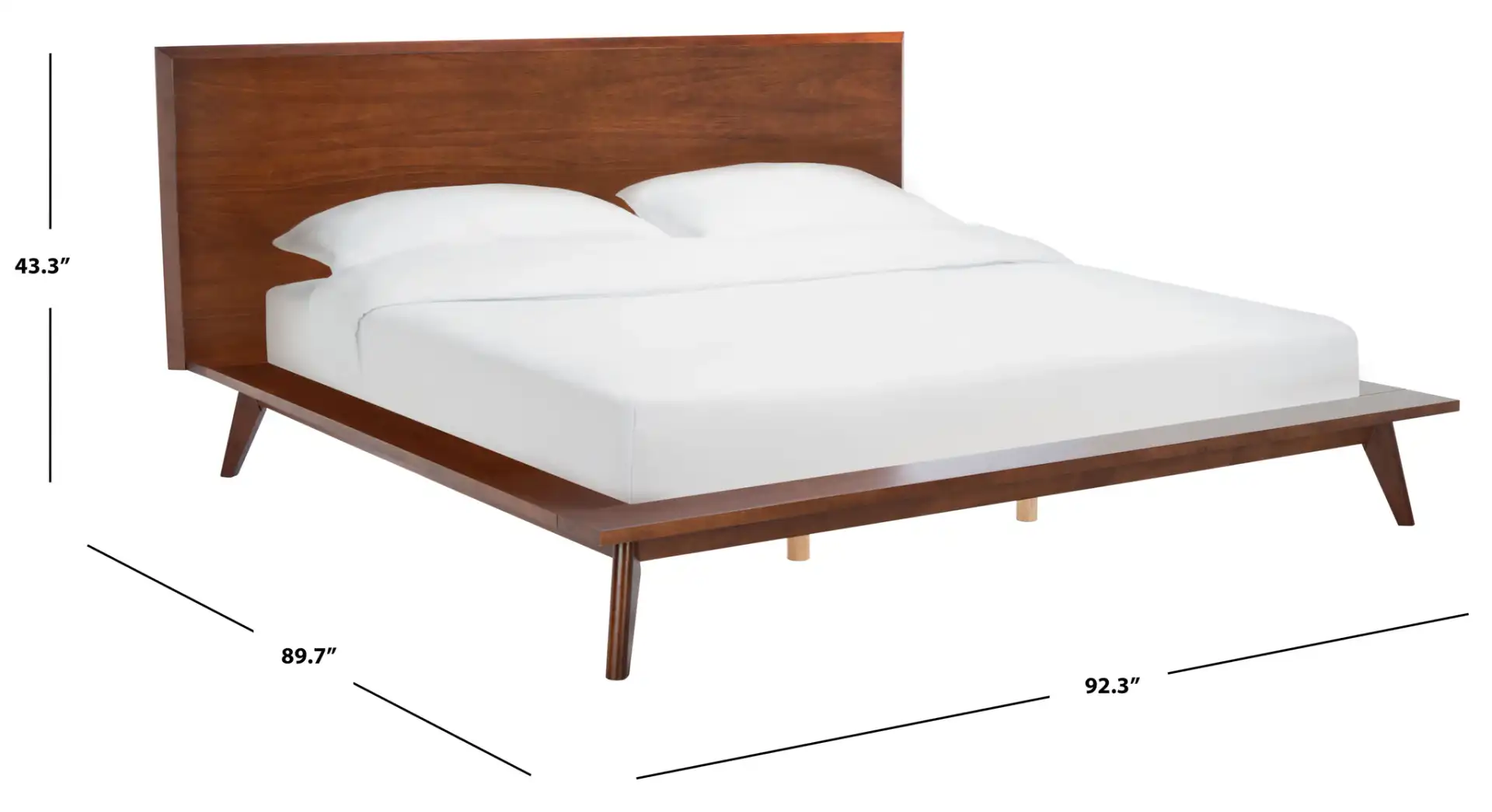 Moxie Mid-Century Bed in Walnut, detail view
